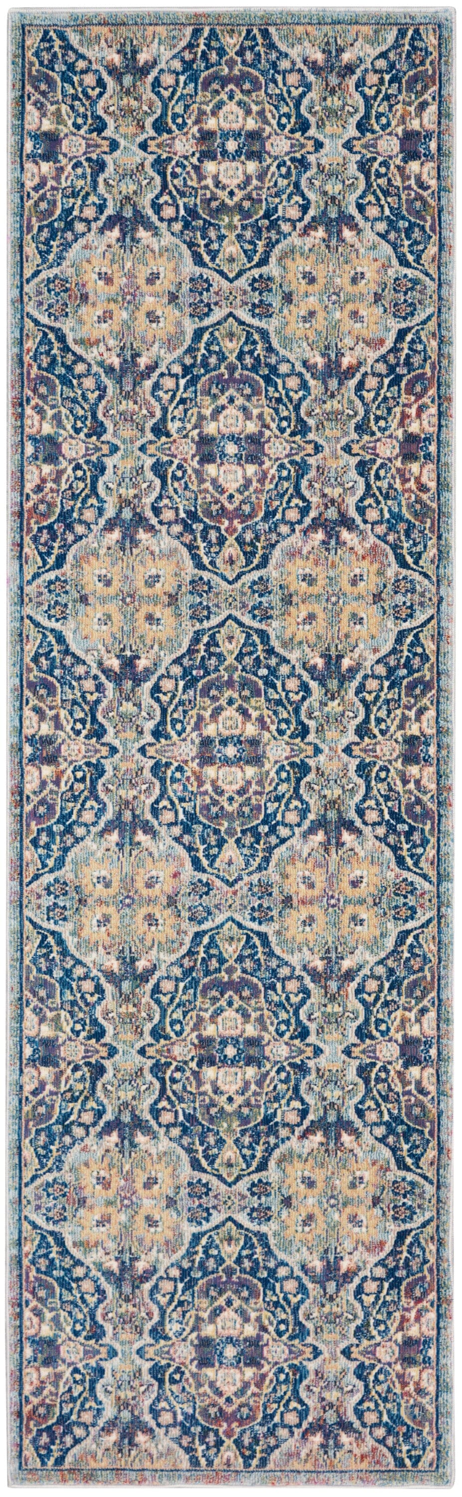 Nourison Ankara Global 2'4 x 8' Navy Multicolor Bohemian Indoor Area Rug - Perfect for Living Room, Bedroom & Boho Home Decor