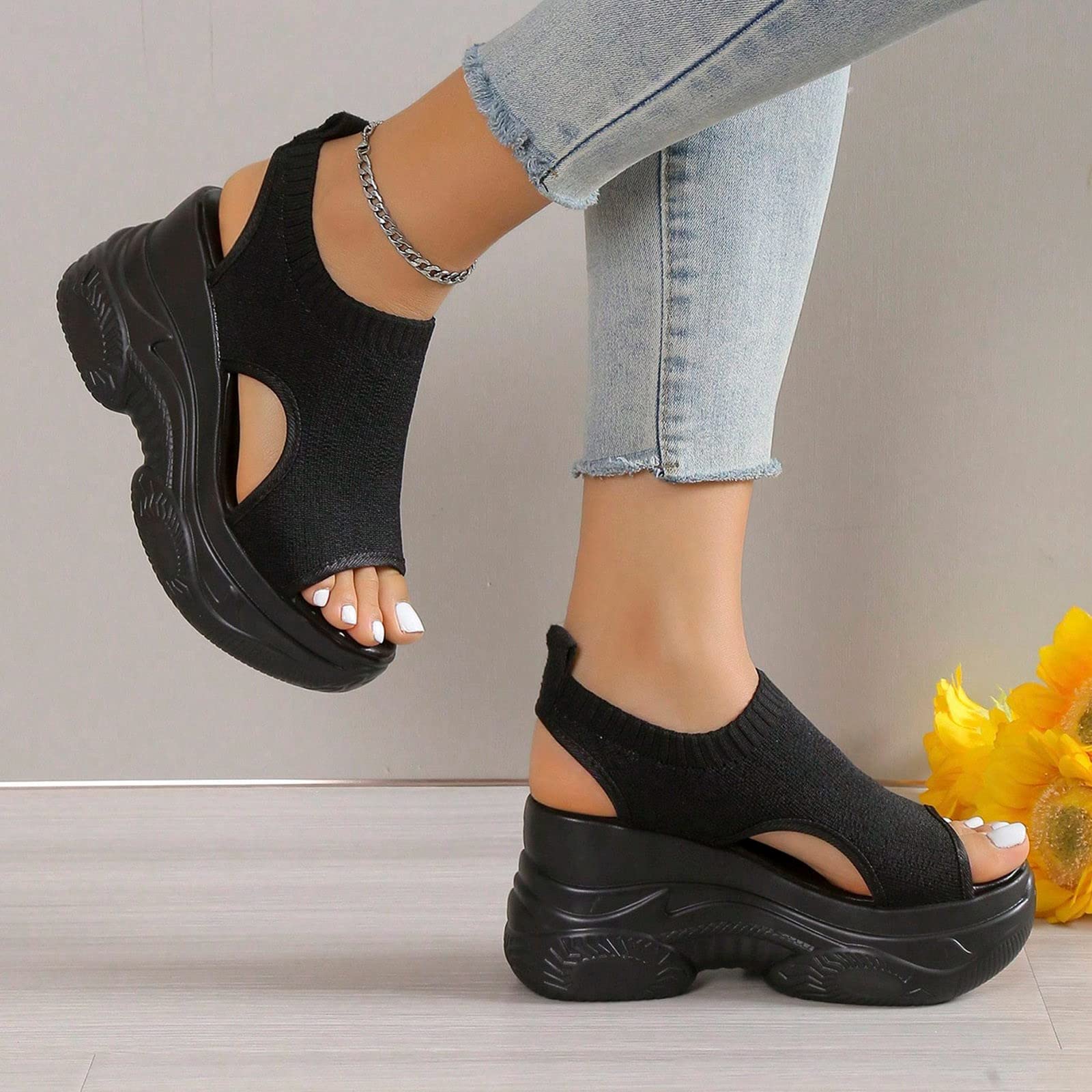 **Women's Orthopedic Wedge Sandals - Open Toe Ankle Strap Platform Sandals for Summer - Casual Strappy Slip-On Beach Sandals - Perfect for Walking, Travel & Outdoor Activities**