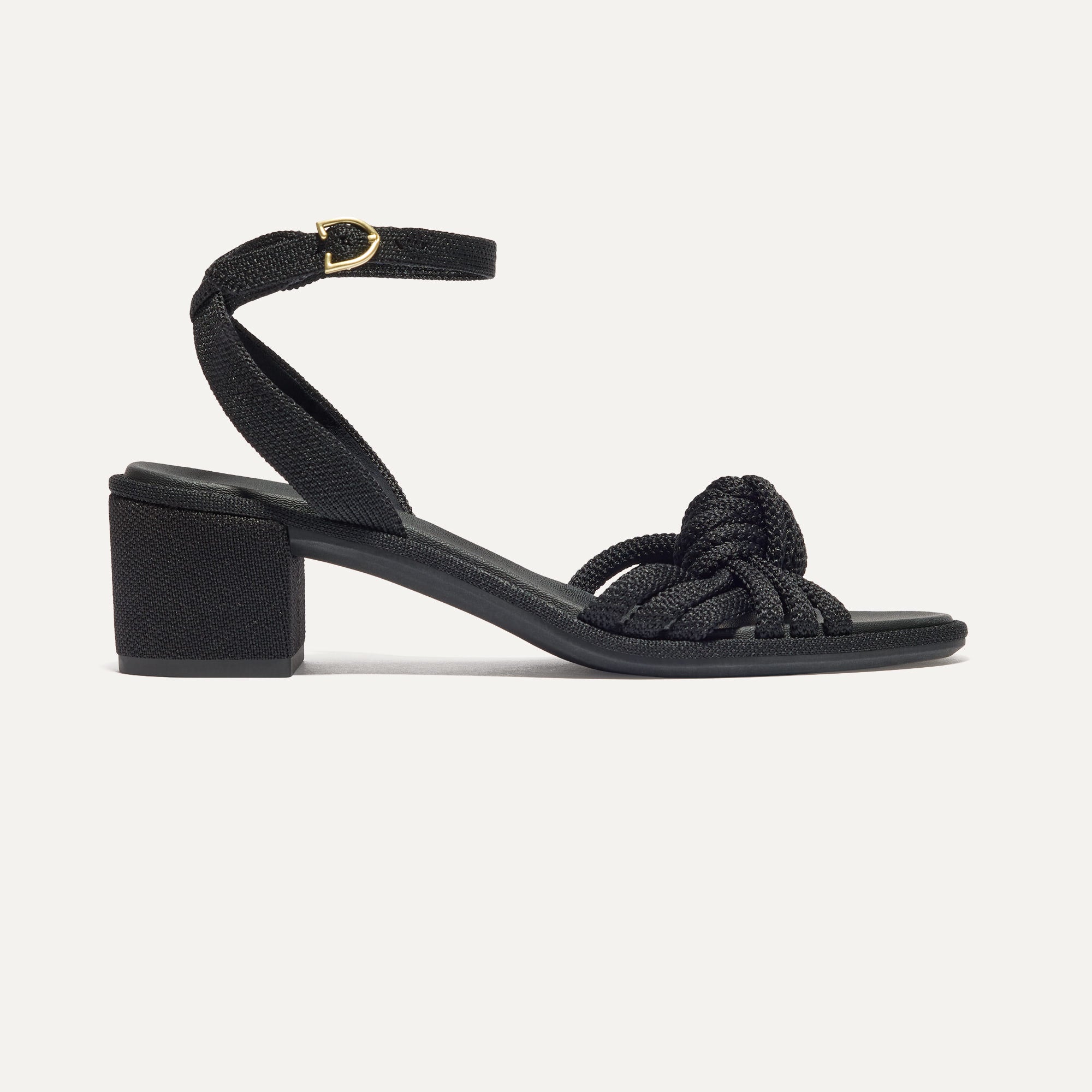 The Knot Sandal - Women's Black Braided Leather Sandals for Summer Beach & Casual Outings