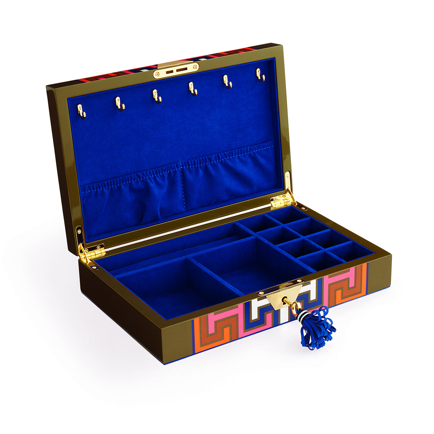Elegant Madrid Lacquer Jewelry Box - Handcrafted Wooden Storage Case for Necklaces, Rings & Earrings - Perfect for Bedroom Vanity, Wedding Gift & Travel Organizer