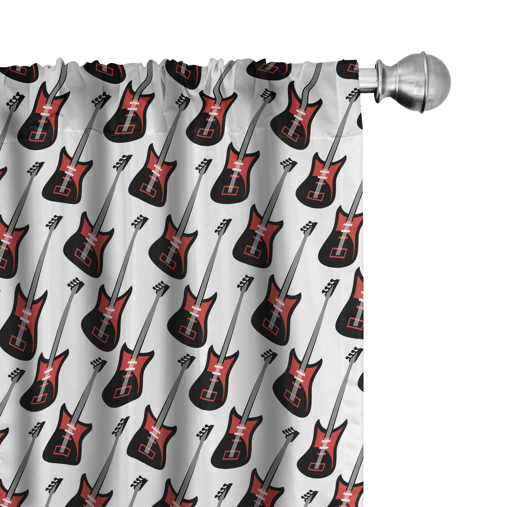 Ambesonne Electric Guitar Window Curtains - Rock Music Themed Decor with Diagonal Guitar Pattern, Lightweight 2-Panel Set with Rod Pocket (28