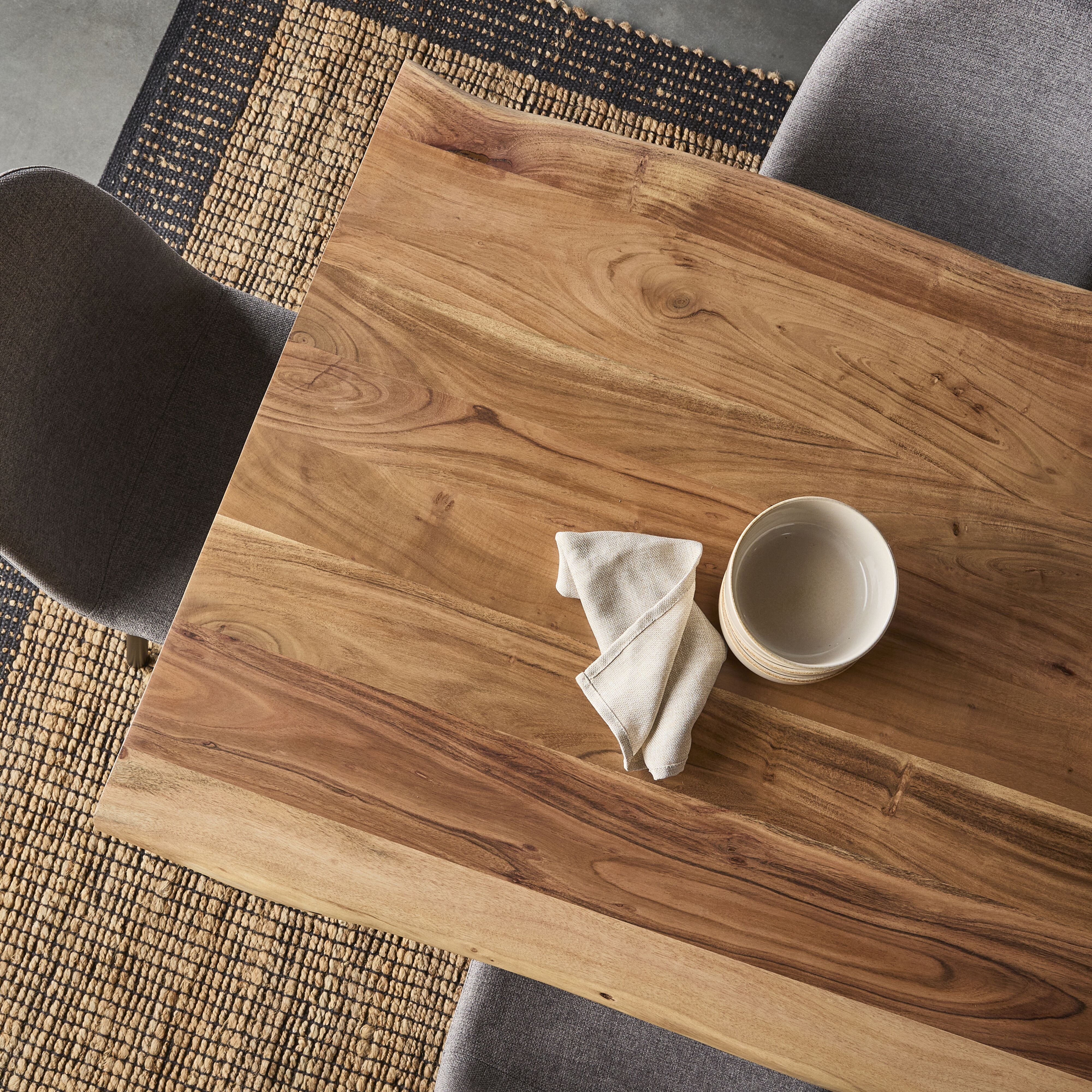 Acacia Live Edge Solid Wood Dining Table 180cm - Rustic Farmhouse Style for Dining Room & Kitchen | Natural Wooden Table for Home Decor