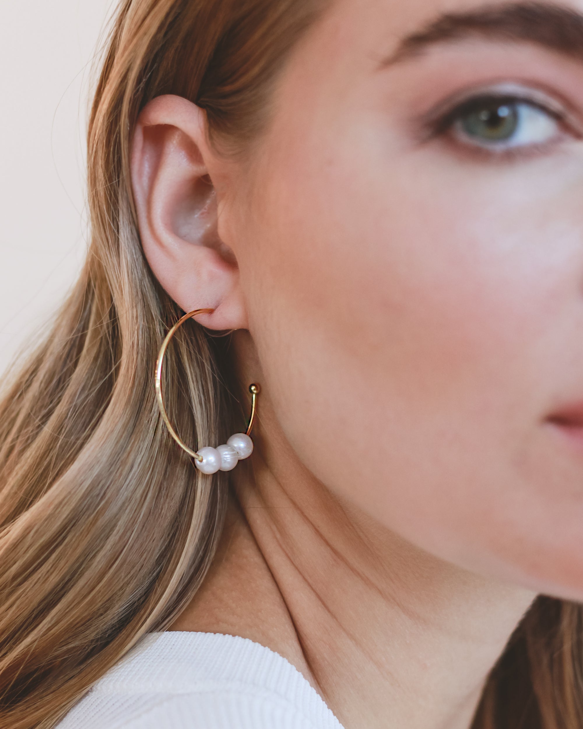 Maisie Pearl Hoop Earrings - Elegant Gold-Plated Pearl Dangle Earrings for Women | Perfect for Weddings, Parties & Everyday Wear