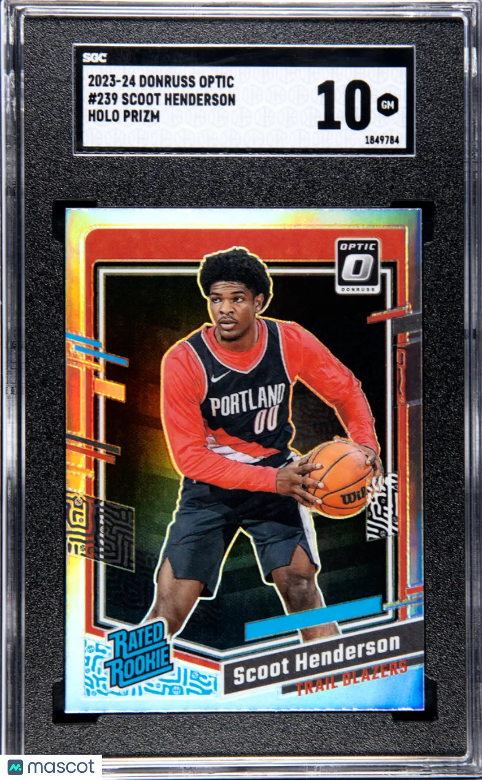 2023 Donruss Optic Scoot Henderson Rookie Card - Holo Prizm Parallel - SGC 10 Gem Mint - Perfect for NBA Collectors & Sports Memorabilia Enthusiasts