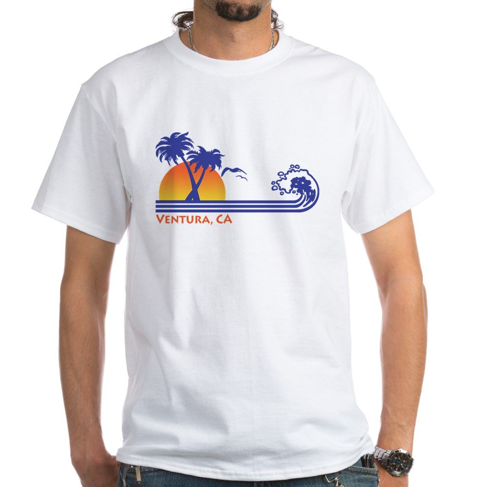 Ventura California White Cotton T-Shirt for Men & Women - Soft Breathable Tee for Casual Wear, Travel & Beach Outfits