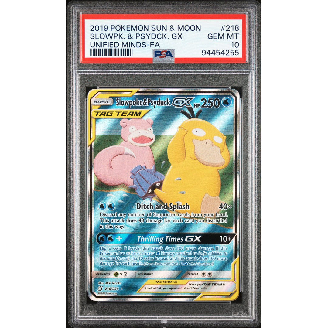 2019 Pokemon Unified Minds Slowpoke & Psyduck PSA 10 Graded Card - Perfect for Collectors, Gaming Tournaments, and Pokemon TCG Investments