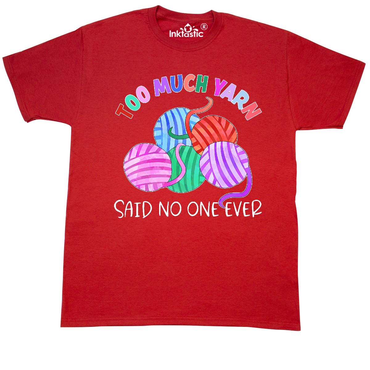 Inktastic Too Much Yarn Said No 1 Ever Funny Knitting T-Shirt | Cute Graphic Tee for Knitters & Yarn Lovers | Perfect for Crafting, Knitting Parties & Casual Wear