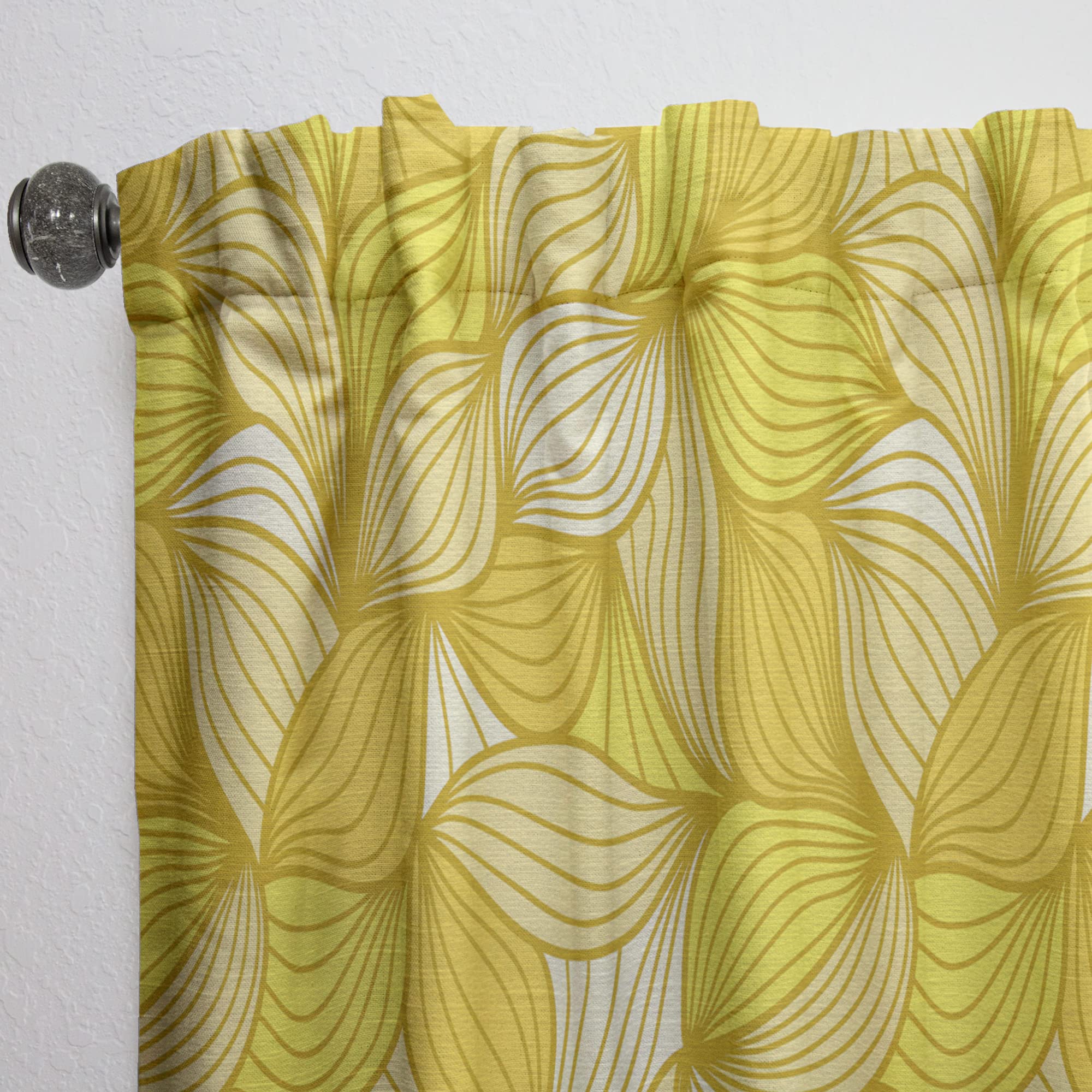 DesignQ Hand-Painted Wave Pattern Thermal Insulated Curtains - Single Panel 52x63 Inches for Bedroom & Living Room - Perfect for Home Decor, Noise Reduction & Light Blocking