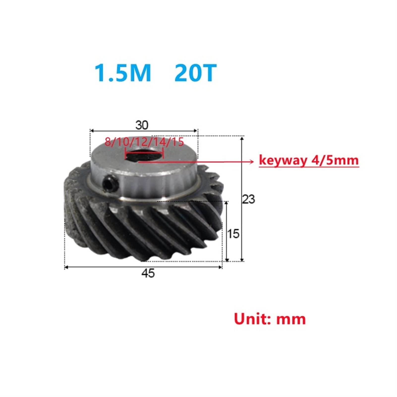 1.5M 18T 20T Helical Bevel Gear - 45 Degree Left Hand Helical Gear with 8mm/15mm Bore - 1.5 Module 18/20 Teeth Precision Gear for RC Cars, Robotics & Industrial Machinery (8mm Bore, 20 Teeth) - Durable Metal Gears for Smooth Power Transmission