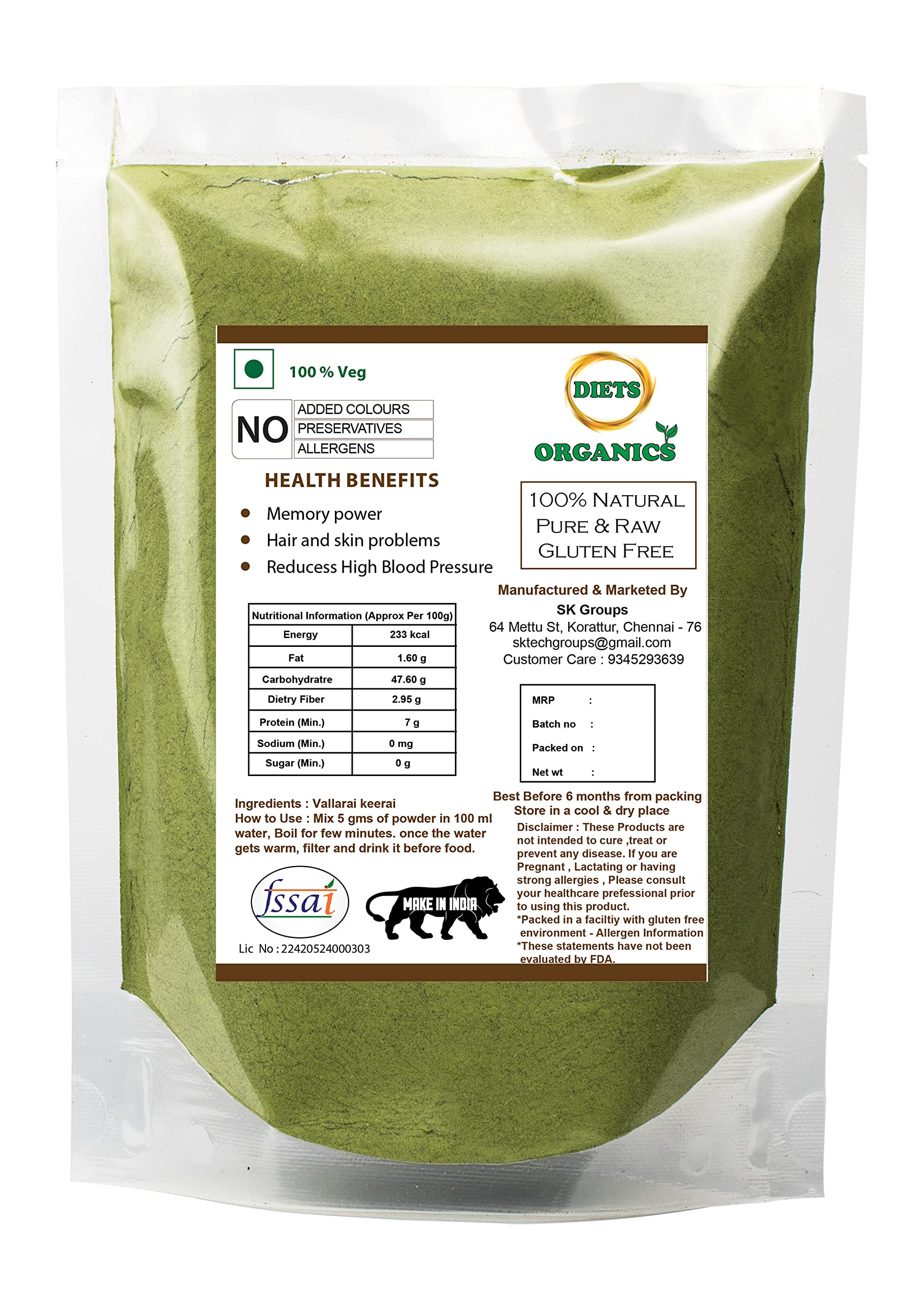 Organic Vallarai Powder & Brahmi Powder for Hair Growth - 100g | Natural Ayurvedic Herbal Supplement for Thicker, Stronger Hair | Perfect for DIY Hair Masks & Scalp Treatments