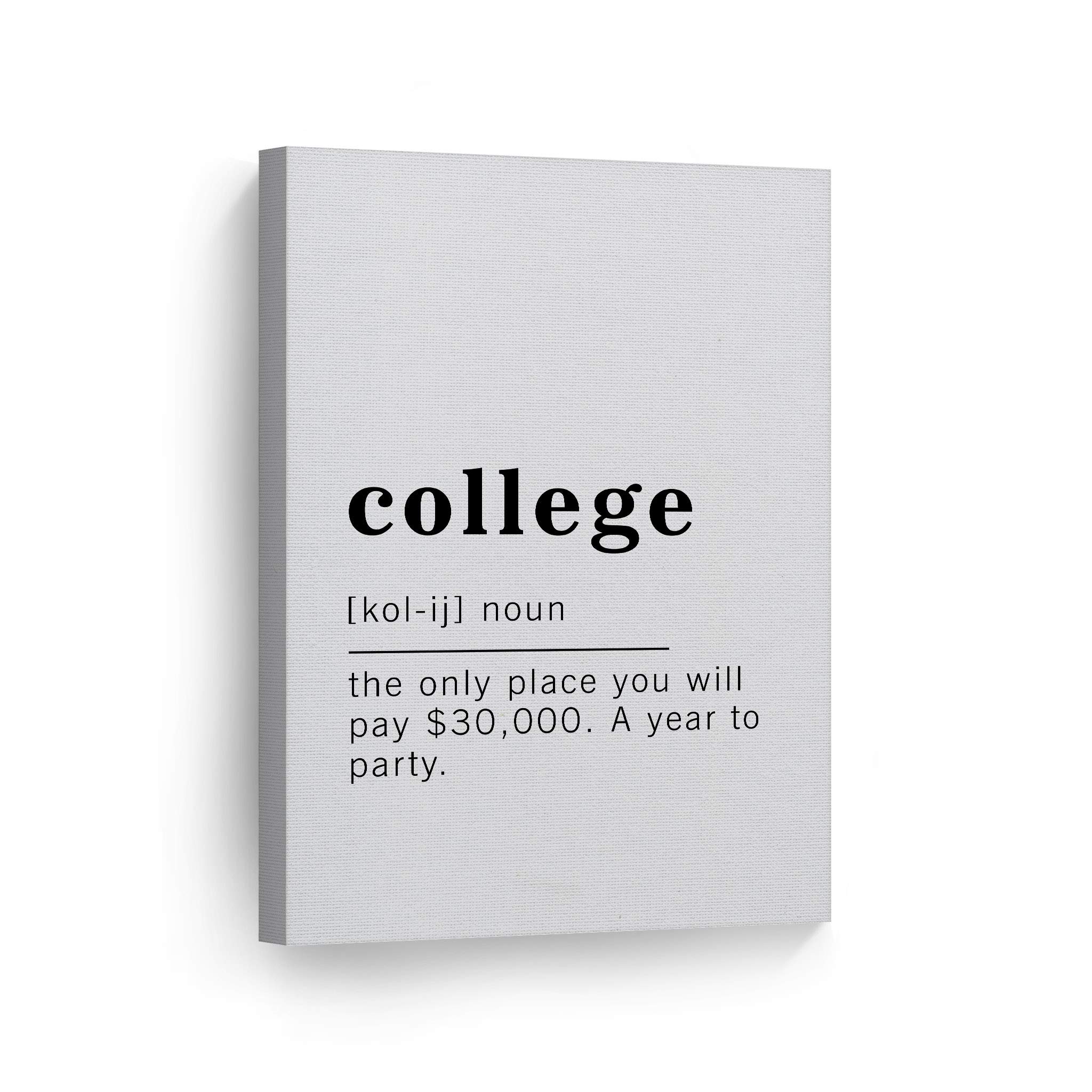 Funny Noun Dictionary Definition College Canvas Print - Inspirational Quote Wall Art for Office, Living Room, Bedroom & Bathroom Decor - Ready to Hang 40x30 Inch Made in USA - Perfect Gift for Graduates & Dorm Room Decor