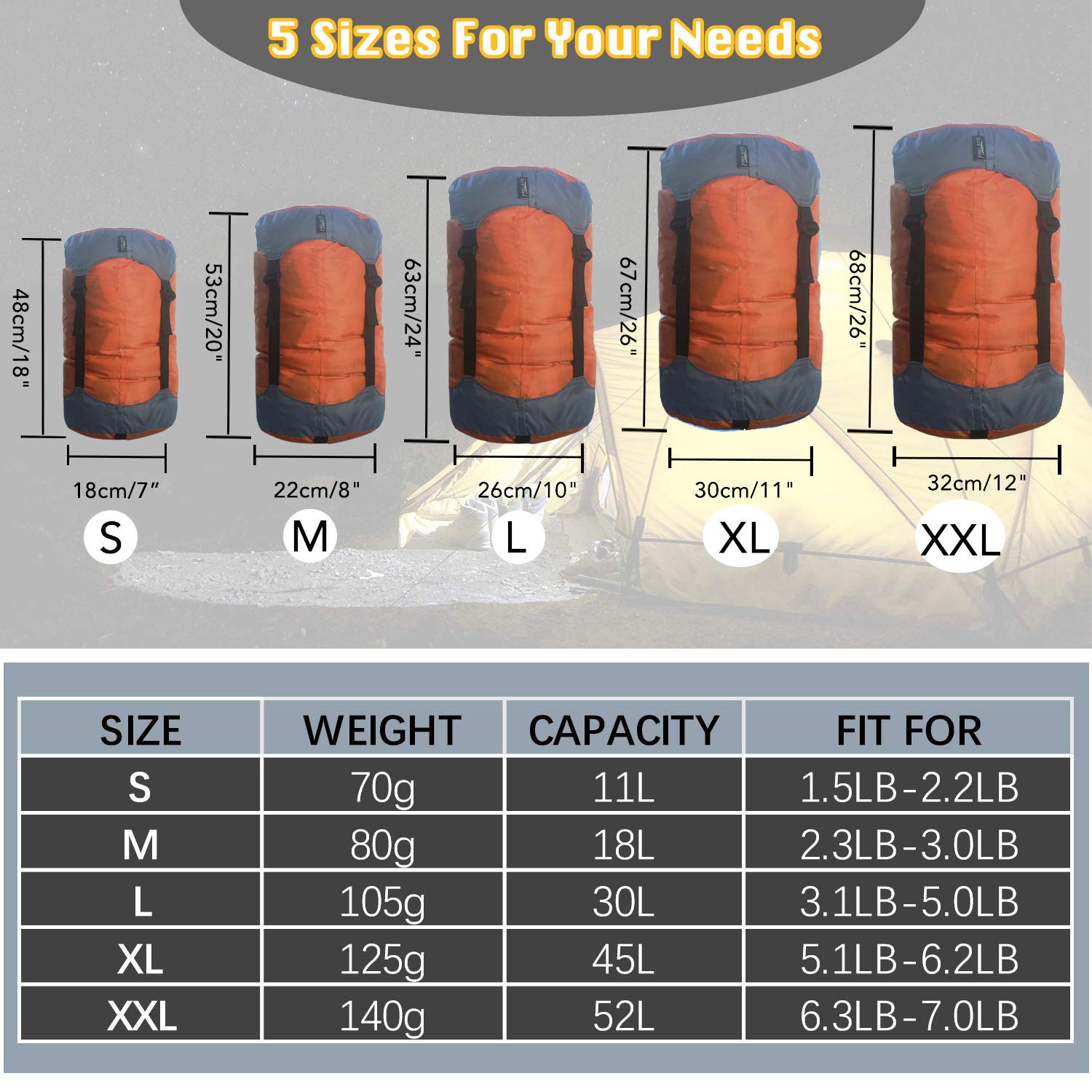 Frelaxy Ultralight Compression Sack for Sleeping Bags - 11L/18L/30L/45L/52L Sizes with 40% More Storage Space | Waterproof & Durable Camping Gear for Hiking, Backpacking, Travel & Outdoor Adventures