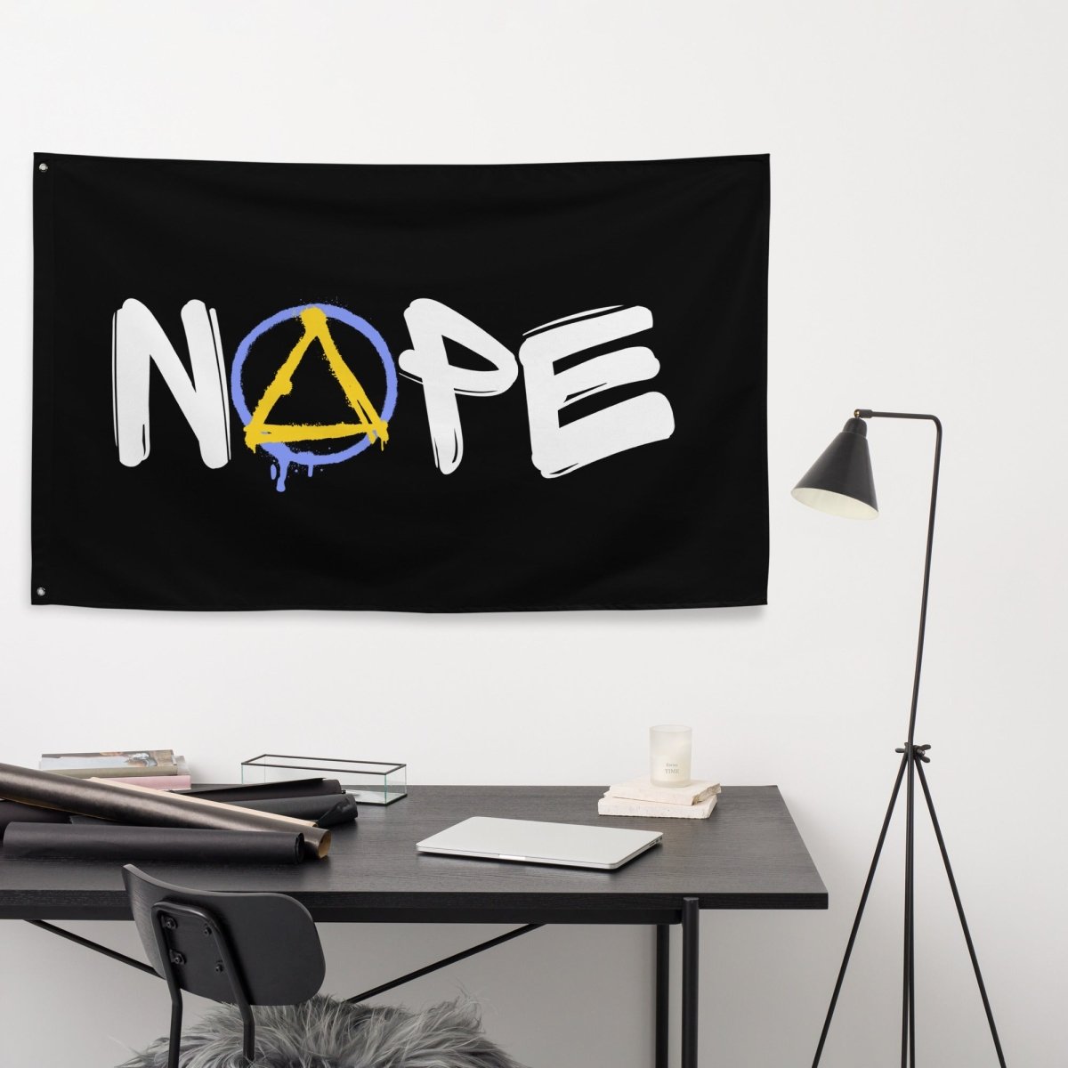 Nope Graffiti Wall Flag - Urban Street Art Decor for Bedroom, Dorm & Studio - Perfect for Punk, Skate & Hip-Hop Culture Spaces