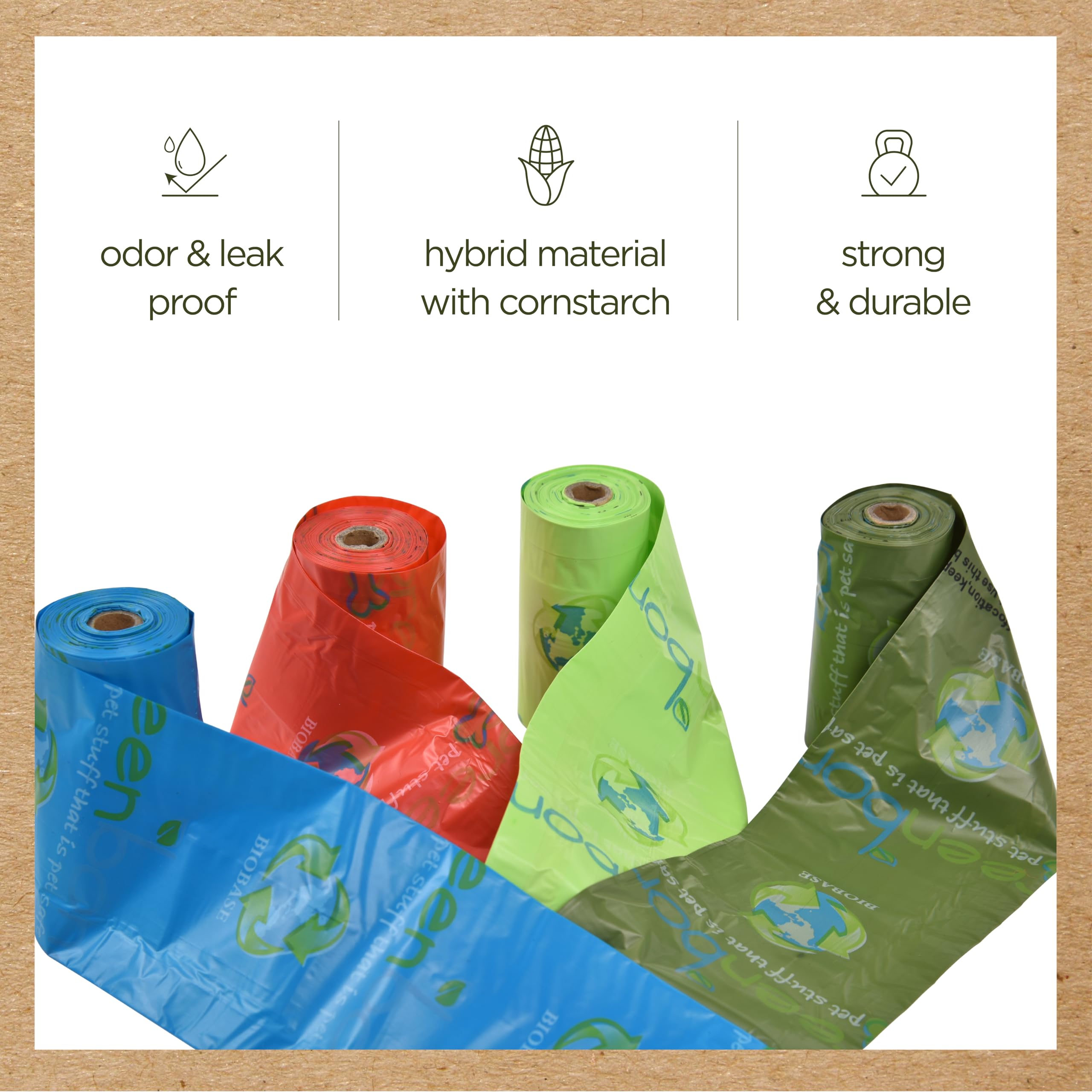 BioBase Pet Waste Bags - 8 Rolls, 96 Bags - 13x9 Inch Dog Poop Bags for Easy Cleanup on Walks, Park Visits & Backyard Cleanup