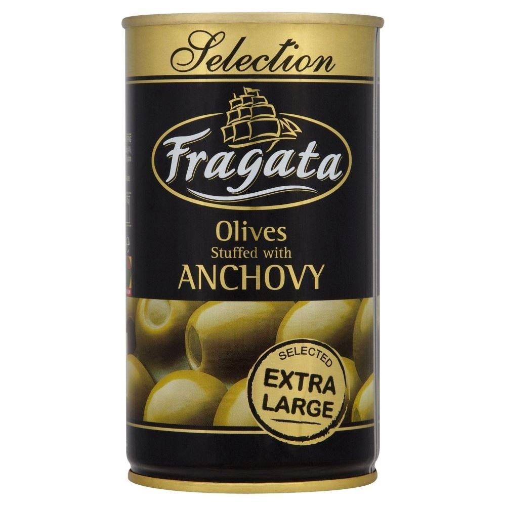 Fragata Anchovy Stuffed Olives in Brine 350g - Premium Spanish Appetizer for Charcuterie Boards, Tapas & Cocktail Parties
