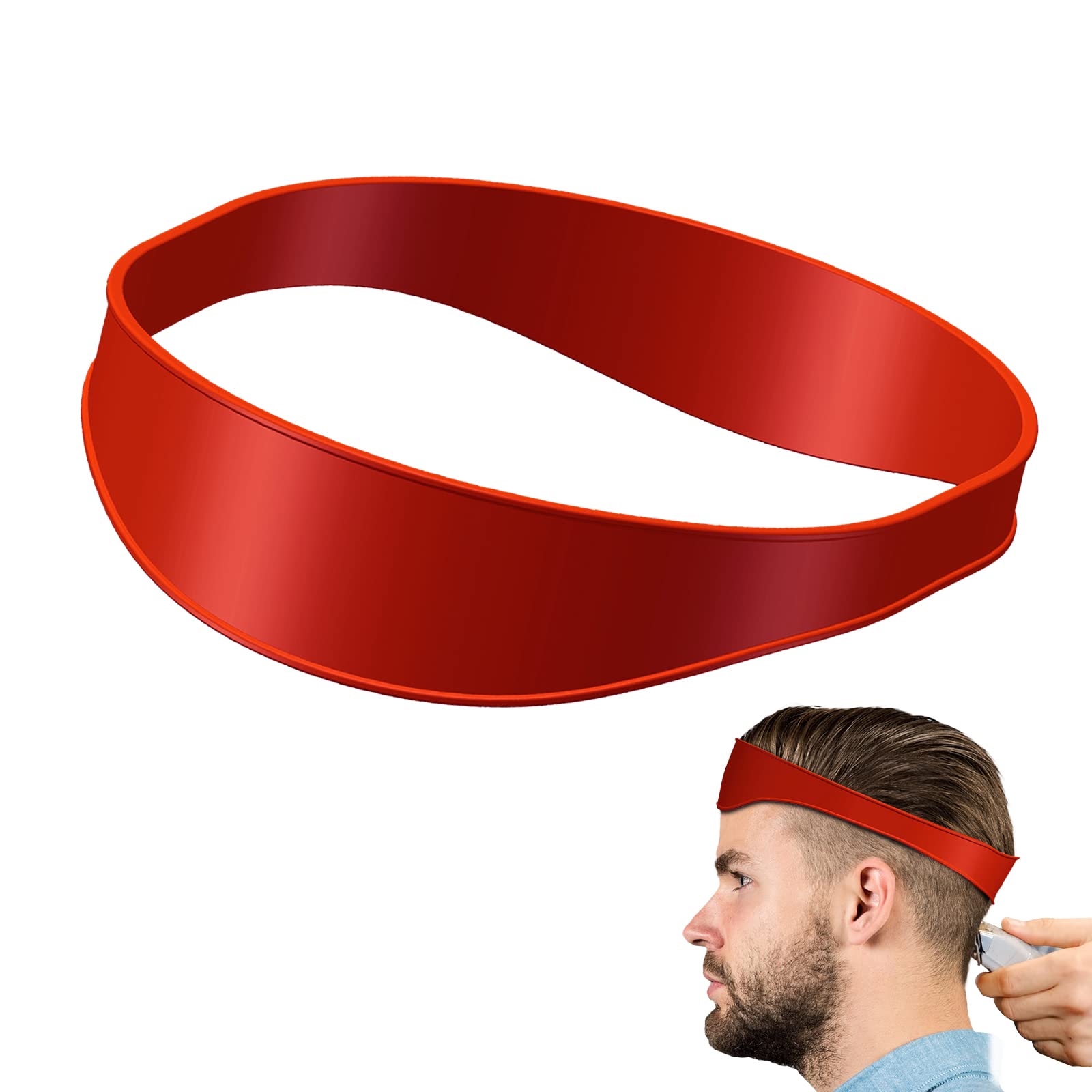 Professional Curved Silicone Haircut Guide - Neckline Shaving Template & Hair Trimming Tool for DIY Home Haircuts, Fade and Taper Clipper Guide (Red) - Perfect for Men's Grooming, Barber Training, and Self Haircut Maintenance