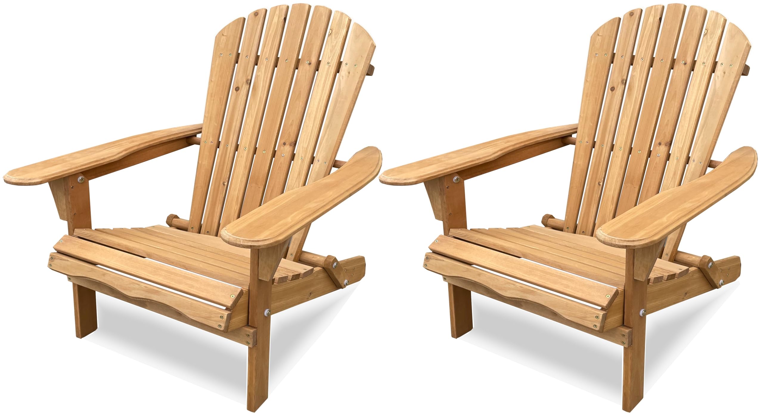 BTEXPERT Set of 2 Folding Adirondack Chairs - Half Assembled Outdoor Wooden Lounge Chairs for Patio, Lawn, Garden, Backyard, Deck, Fire Pit, Pool & Beach - 350lb Weight Capacity - Perfect for Relaxing, Sunbathing and Outdoor Gatherings