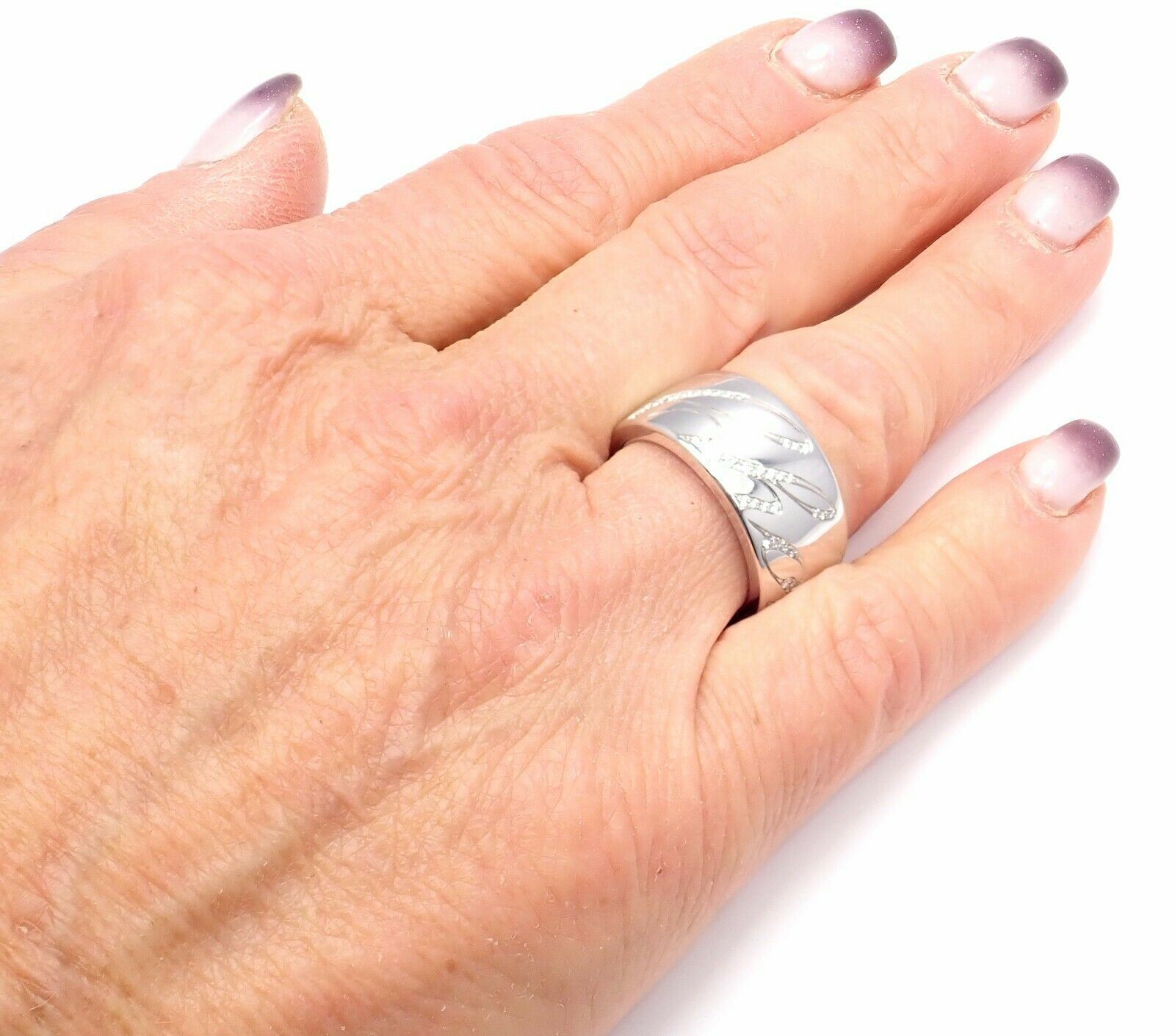 Chopard Chopardissimo 18k White Gold Diamond Signature Band Ring - Size 6 with Certification - Perfect for Anniversary Gifts, Engagement Rings & Luxury Jewelry Collections