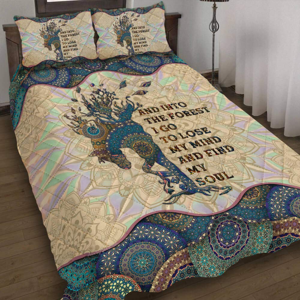 GEEMBI Quilt Bedding Set - Into The Forest Horse Design, Queen Size All-Season Soft Microfiber Bedspread with Pillow Shams - Breathable Lightweight Coverlet for Bedroom, Guest Room & Dorm Decor (King, Queen, Twin) - Perfect Gift for Housewarming, Wedding & Holidays