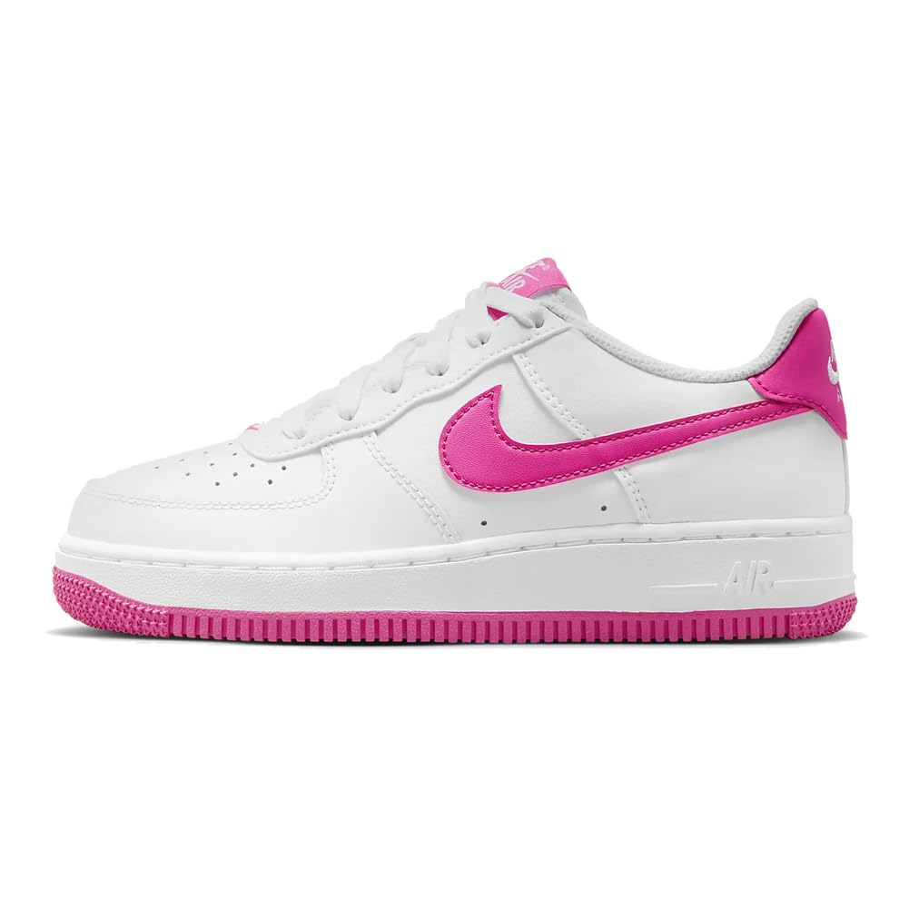 Nike Air Force 1 Big Kids' Shoes - White/Laser Fuchsia (FV5948-102) - Size 4 Big Kid - Perfect for School, Sports & Casual Wear