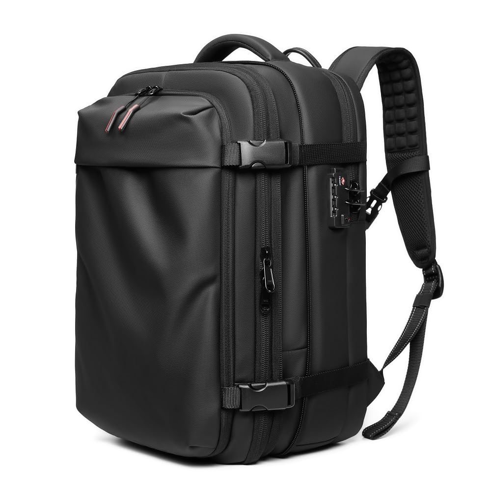 Men's Travel Backpack with Vacuum Compression - Large Capacity 17 Inch Laptop Backpack for Hiking & Business (Black) | Perfect for Commuting, Air Travel and Outdoor Adventures