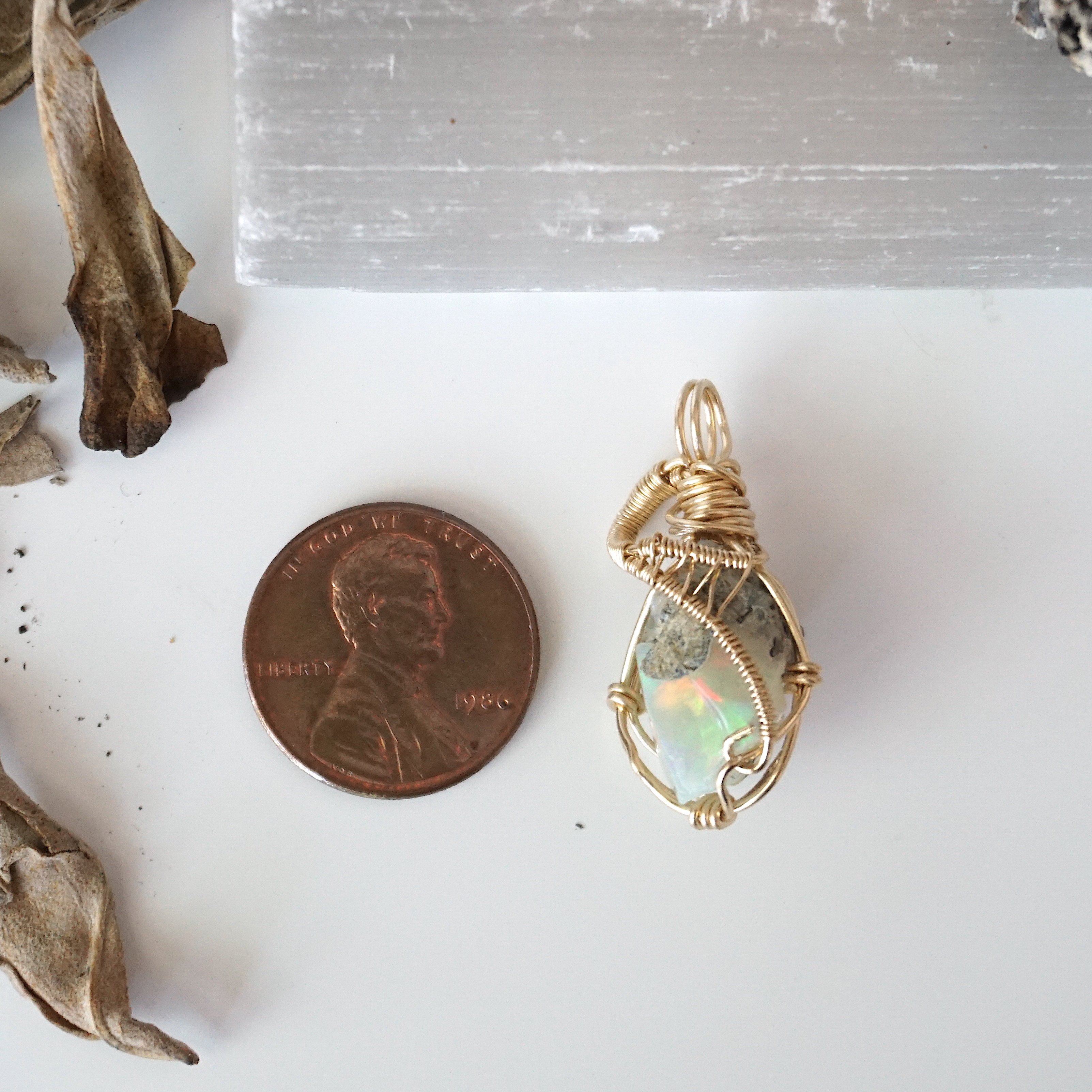 Fire Opal Necklace - 14k Gold Filled Pendant Jewelry for Women, Gift for Her, Birthday, Anniversary, Valentine's Day