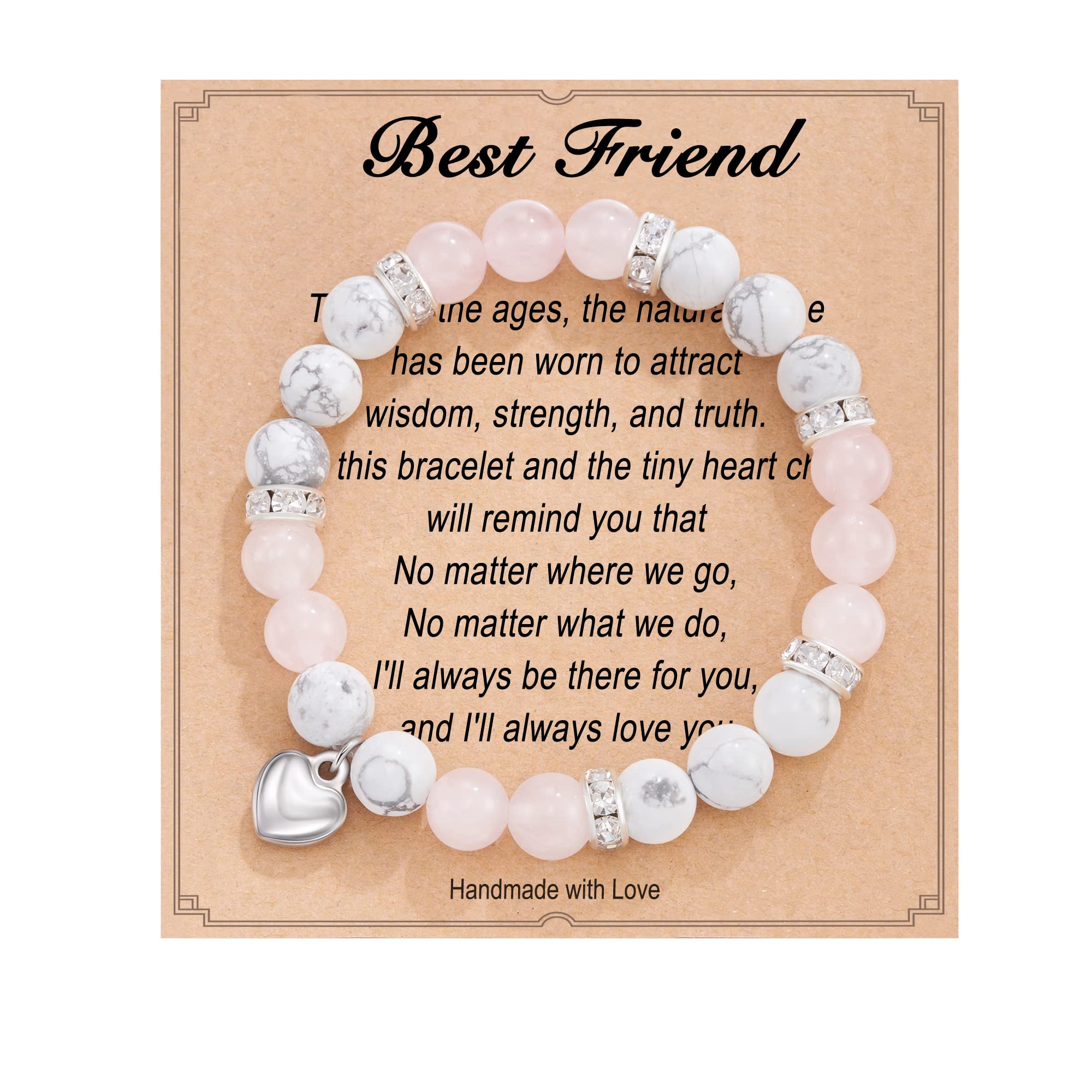 HGDEER Natural Stone Friendship Bracelet for Women & Girls - Meaningful Gift with Inspirational Message Card - Perfect for Birthdays, Anniversaries & Best Friend Gifts