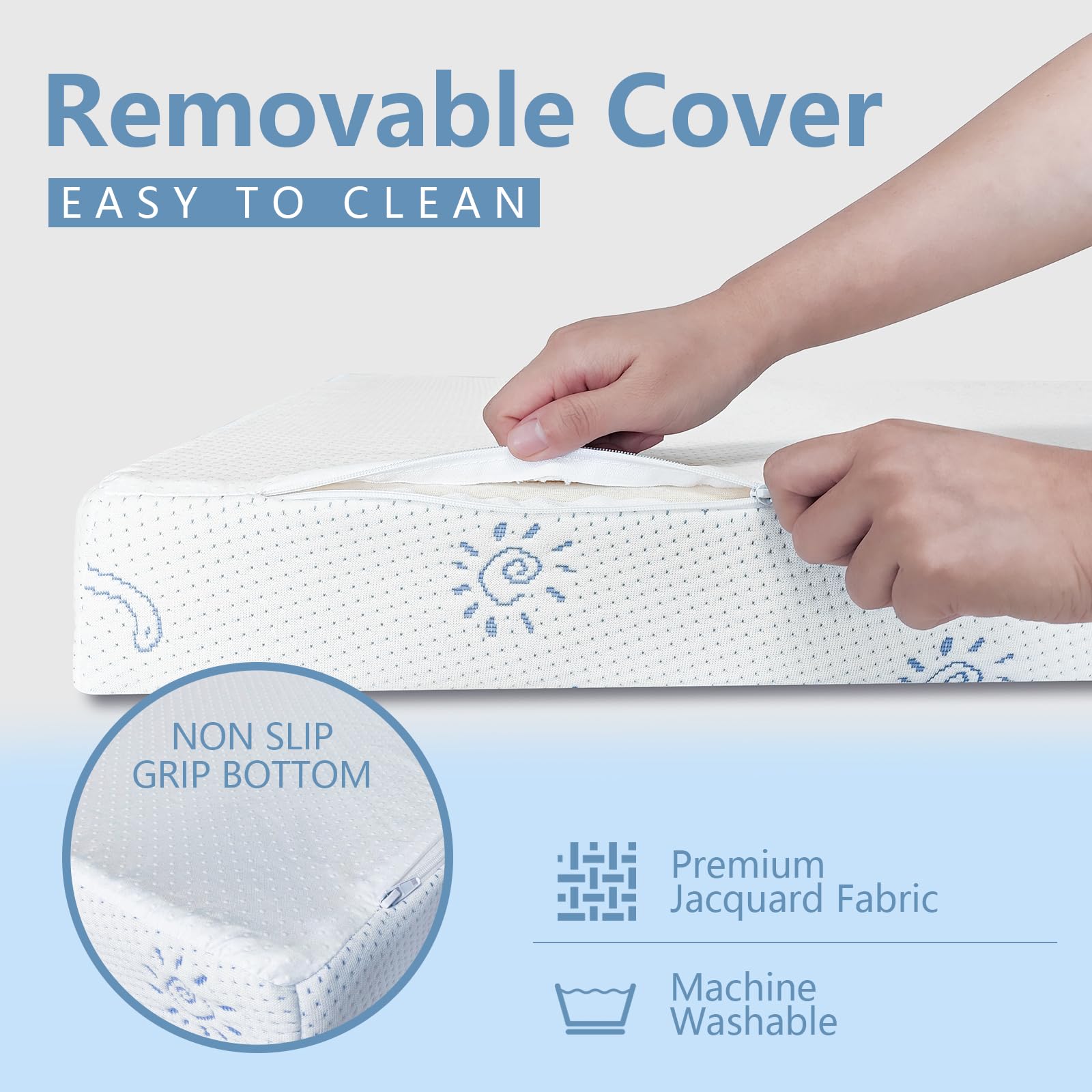 Mochen Dual-Sided Memory Foam Pack and Play Mattress Pad for Babies & Toddlers - 38x26 Inch Portable Mini Crib Mattress with Ultra-Soft Dinosaur Cover, Removable & Washable - Perfect for Travel, Daycare, and Home Nursery Use