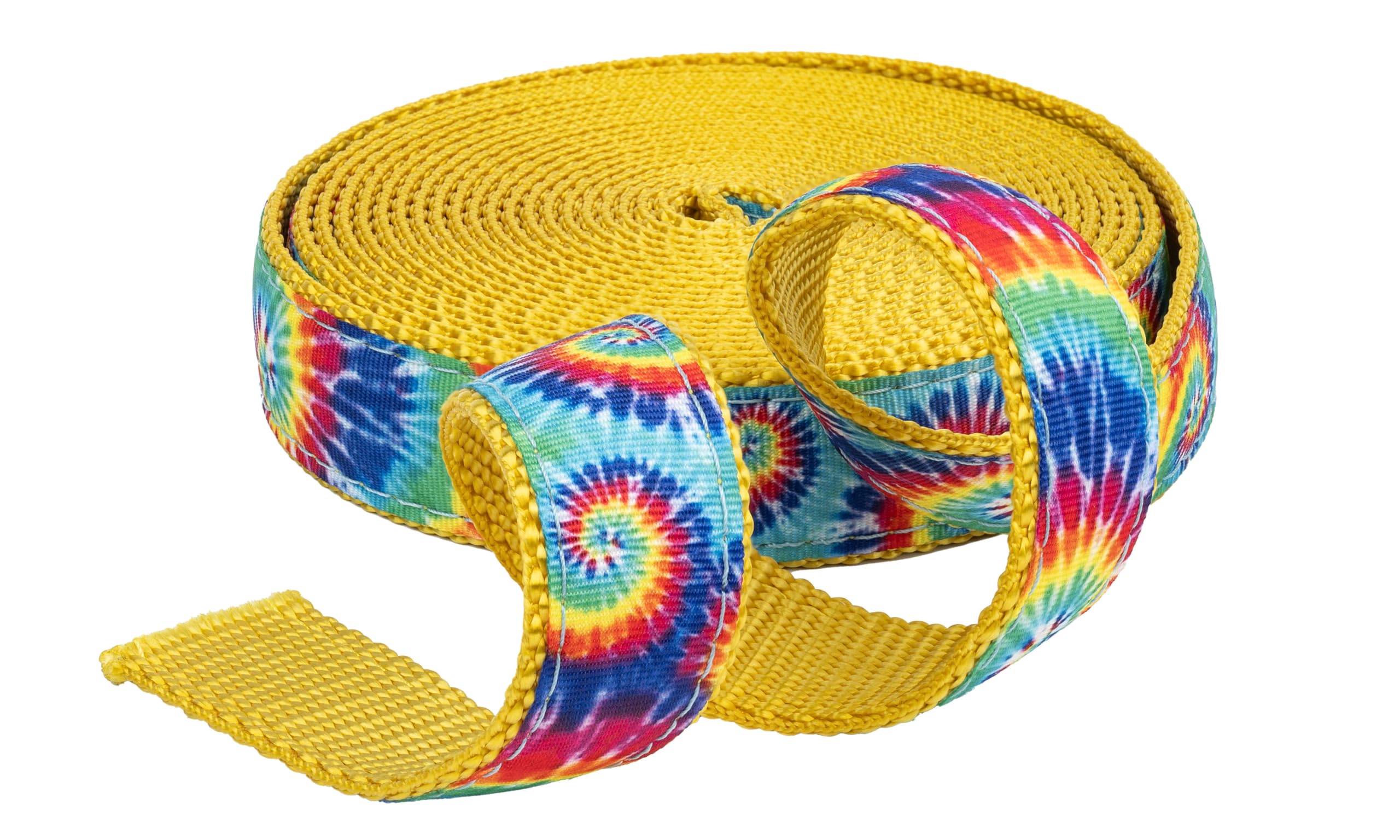 Country Brook Design - Classic Tie Dye Ribbon on Gold Nylon Webbing (1 Inch x 50 Yards) for DIY Crafts, Gift Wrapping & Hair Accessories
