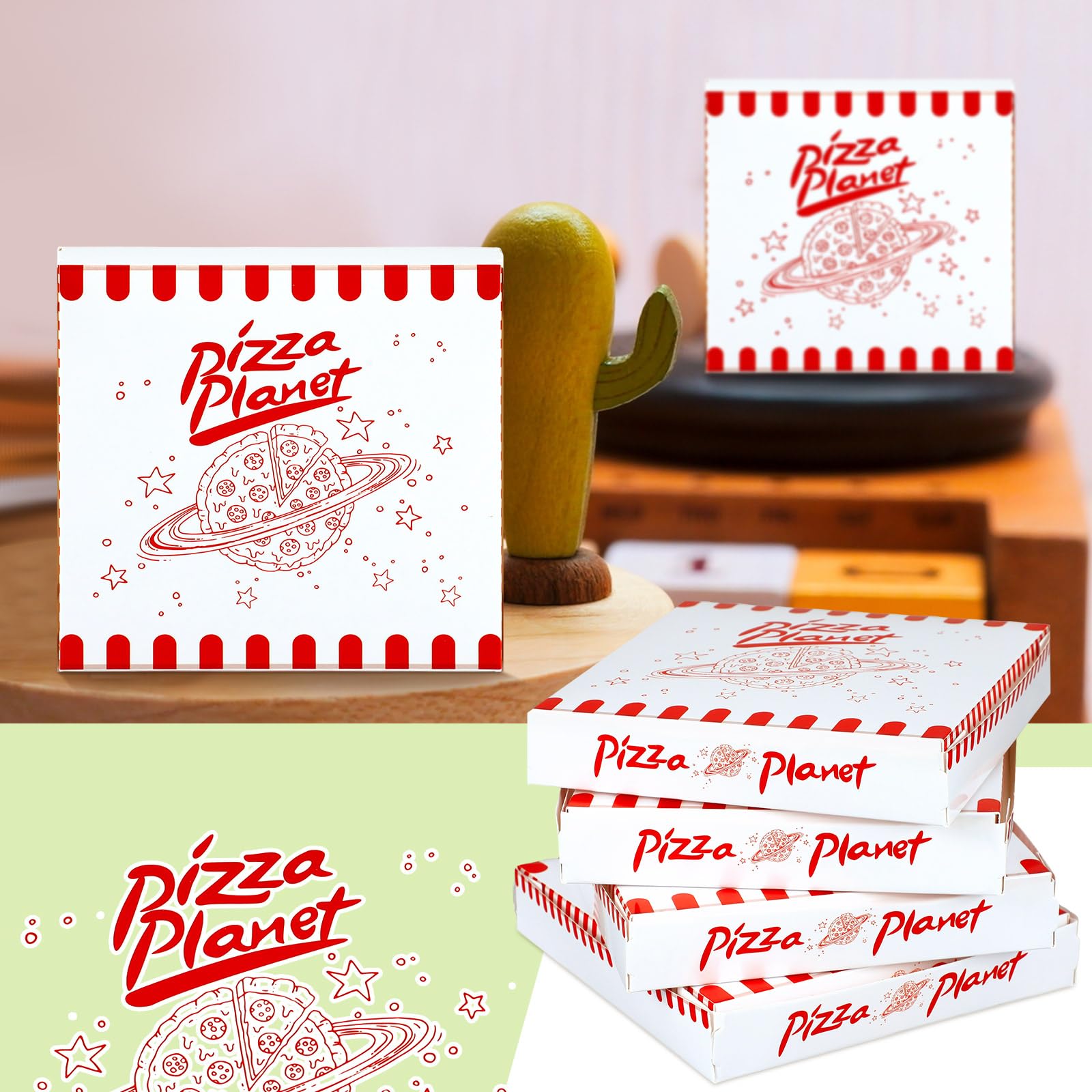 48 Pcs Mini Pizza Planet Pizza Boxes - 5.1 Inch Small Dessert Boxes for Party Favors, Birthday Decorations & Themed Events - Perfect for Kids Parties, Movie Nights & Toy Story Inspired Decor