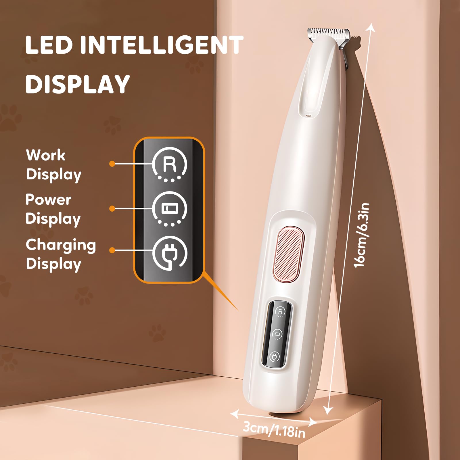 2024 Upgraded Pet Grooming Clippers - Waterproof Rechargeable Trimmer with LED Light for Paws, Face & Ears | Perfect for Home Pet Care