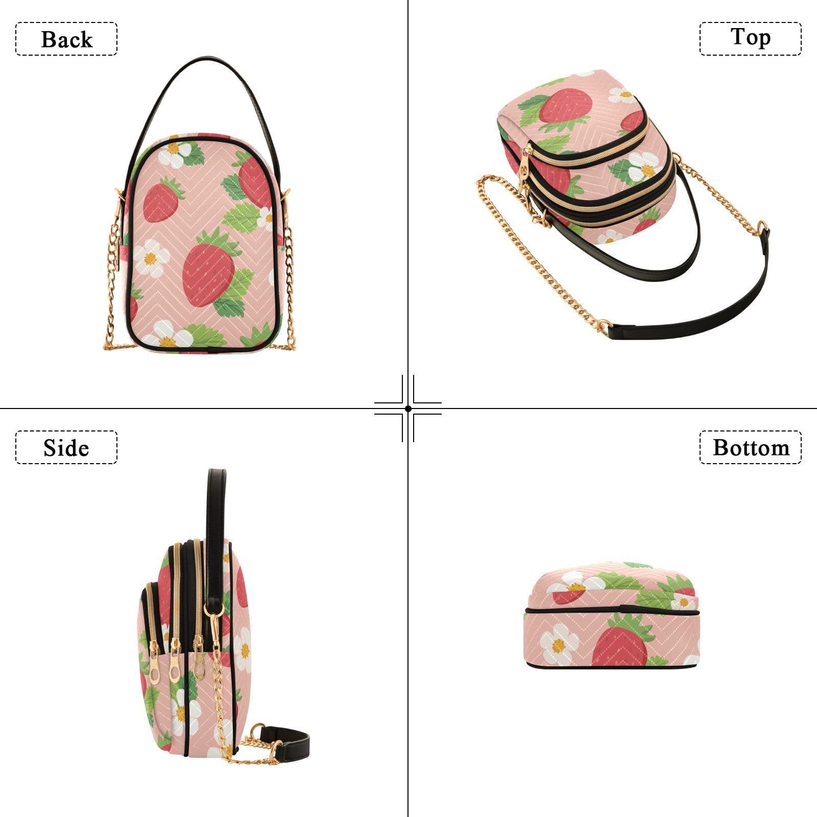 Strawberry Crossbody Bag for Women - PU Leather Adjustable Shoulder Bag for Daily Use