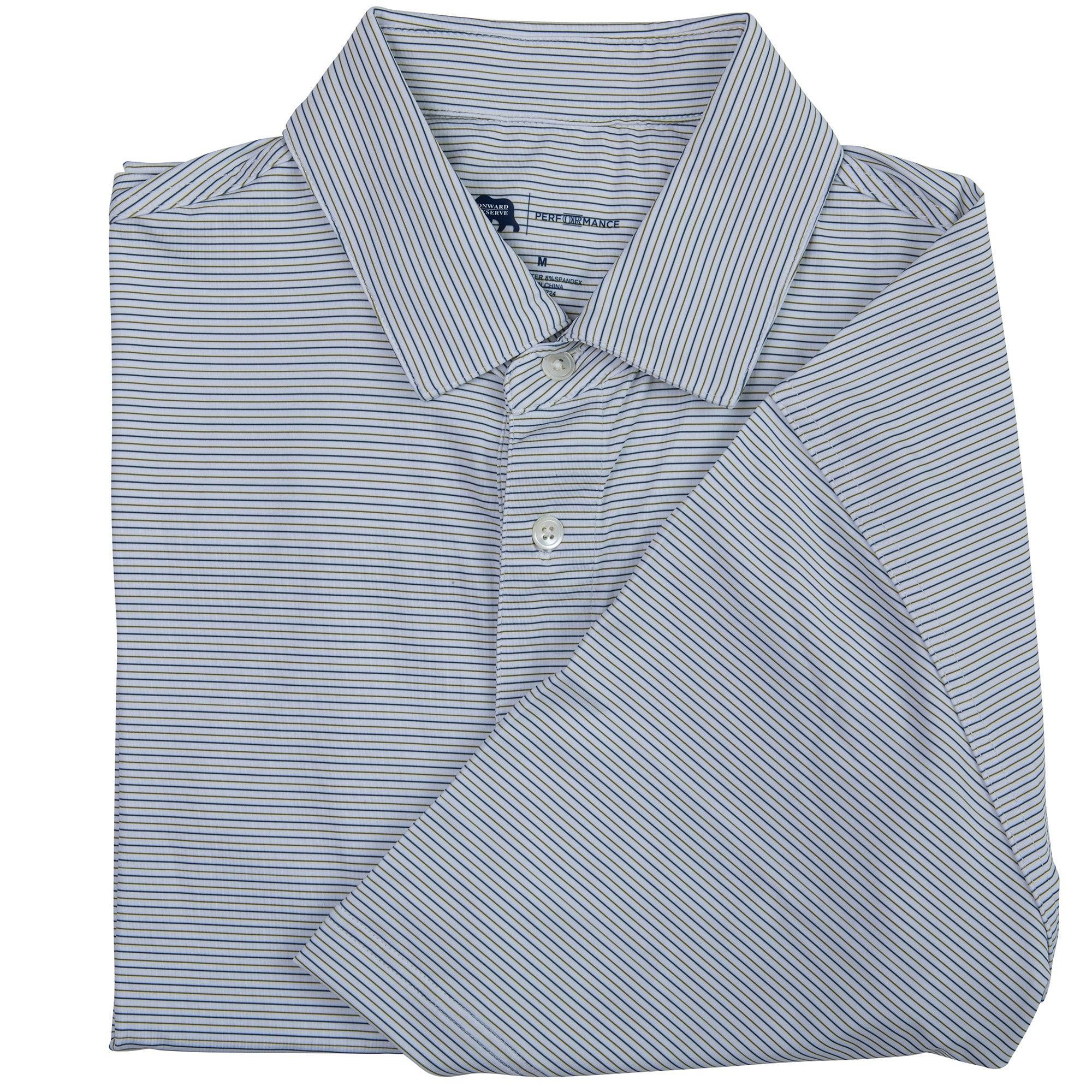 Tour Stripe Performance Polo Shirt for Men - Moisture-Wicking & Breathable - Olive Drab/Collegiate Blue - Perfect for Golf, Tennis & Casual Wear