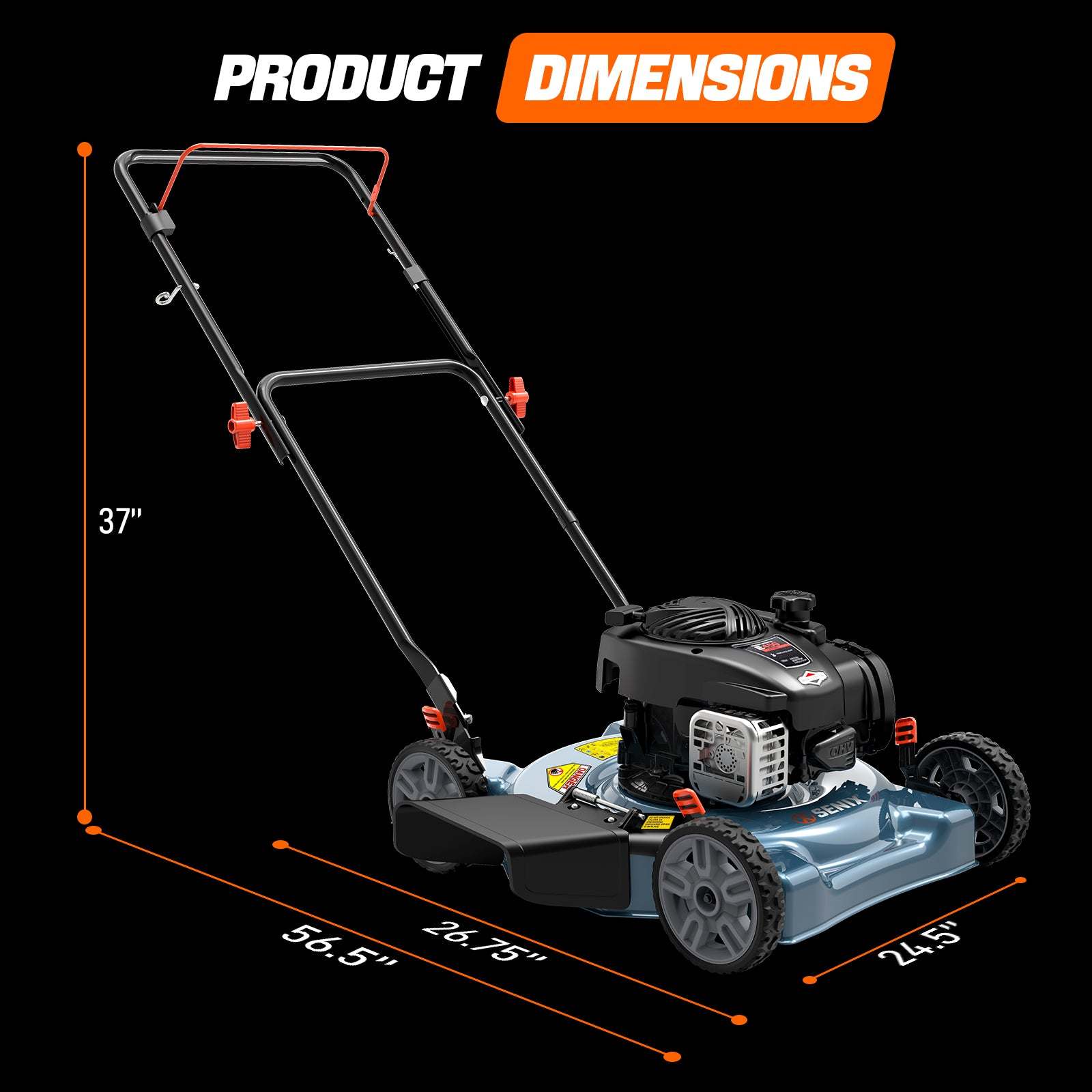 SENIX 20-Inch 125cc 4-Cycle Briggs & Stratton Gas Powered Push Lawn Mower with Side Discharge - Ideal for Small to Medium Yards, Residential Lawn Care & Landscaping