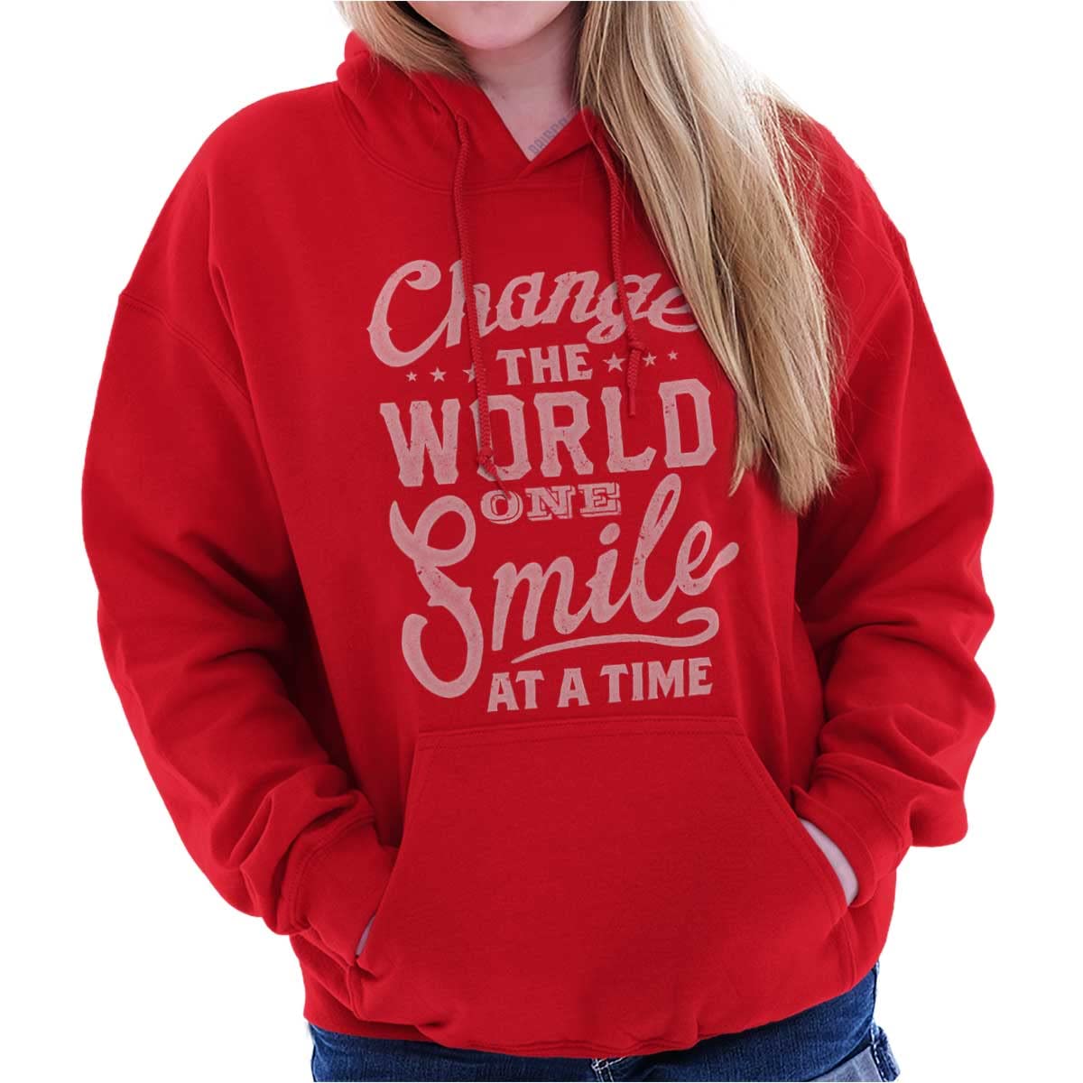One Smile At A Time Women's Optimistic Hoodie Sweatshirt - Cozy Pullover for Casual Wear, Gym, and Outdoor Activities