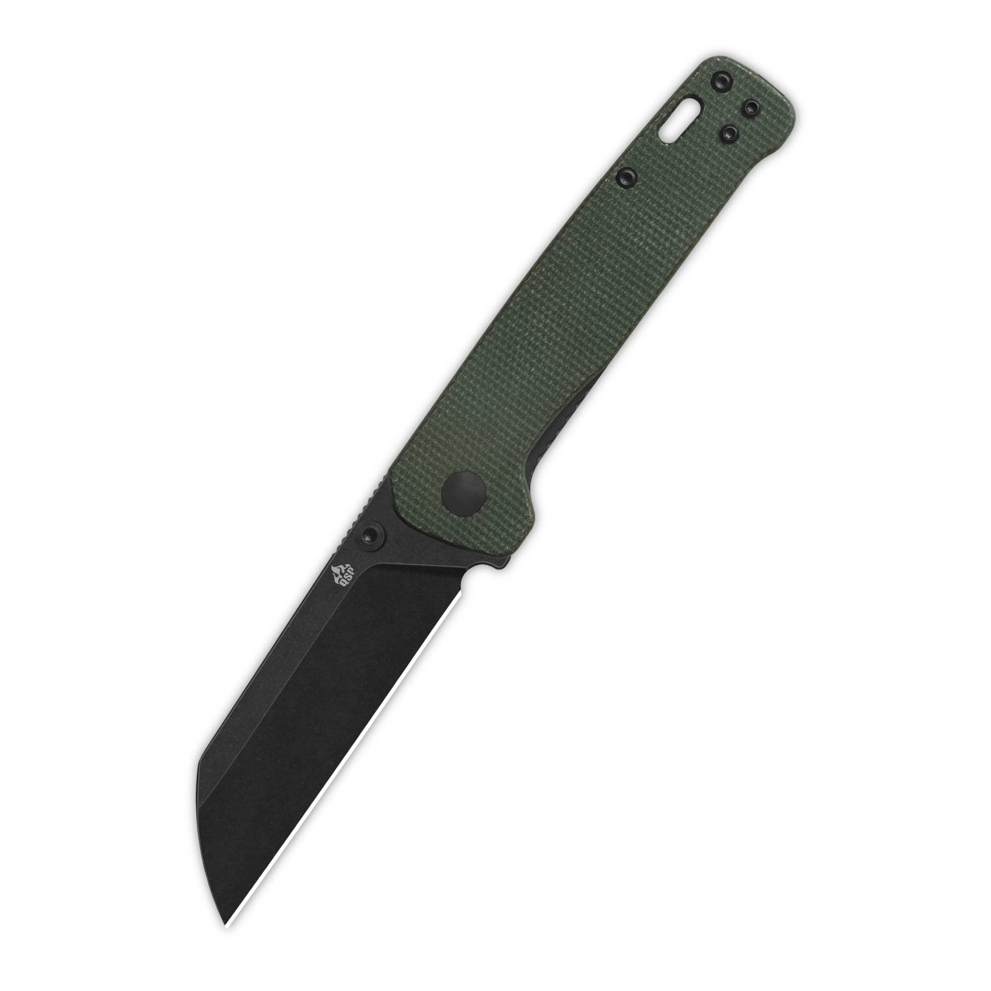 QSP Penguin V2 Liner Lock Pocket Knife - D2 Steel Blade, Green Micarta Handle - EDC Folding Knife for Camping, Hiking & Outdoor Adventures