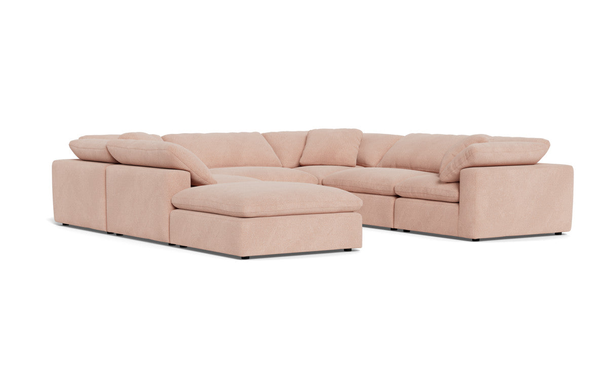 Fluffy 6-Piece Sectional Sofa with Ottoman - Soft Modular Couch Set for Living Room, Lounge & Family Room - Perfect for Relaxing, Entertaining & Movie Nights