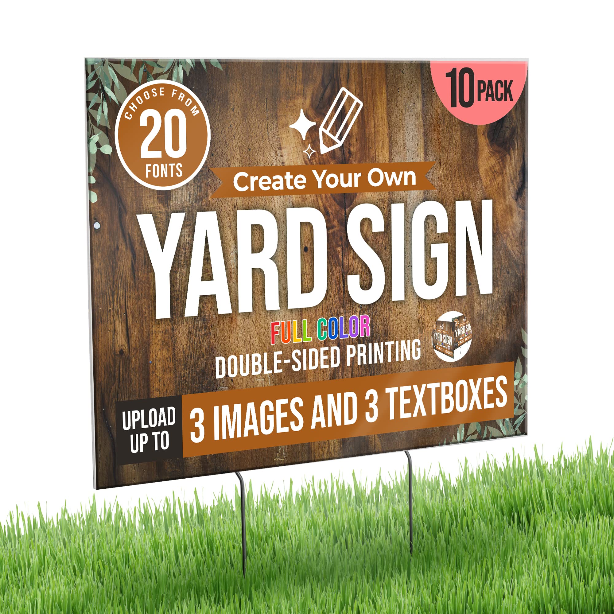 Double Sided Custom Yard Signs with Metal Stakes (10-Pack) - 24x18 Inch Personalized Lawn Signs for Business, Real Estate & Yard Sales - Full Color Corrugated Plastic Signage for Outdoor, Home & Office Use - Perfect for Advertising, Events & Promotions (Design 3)