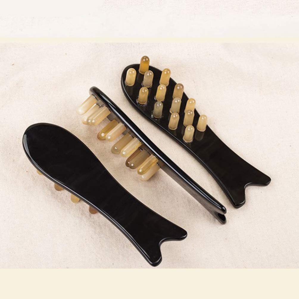 EXCEART Natural Horn Hair Straightening Brush & Scalp Massager - Wooden Bristle Comb for Smoothing, Styling & Beard Care - Perfect for Daily Hair Care, Salon Use & Travel Essentials