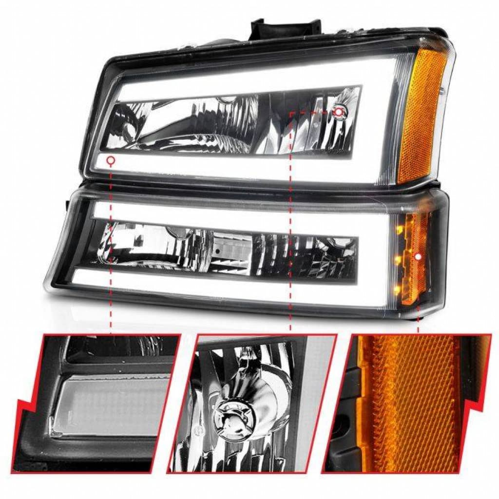 ANZO Crystal Black Headlights for Chevy Silverado 1500/2500 HD (2003-2006) | 111501 | Upgrade Your Truck's Style & Night Visibility