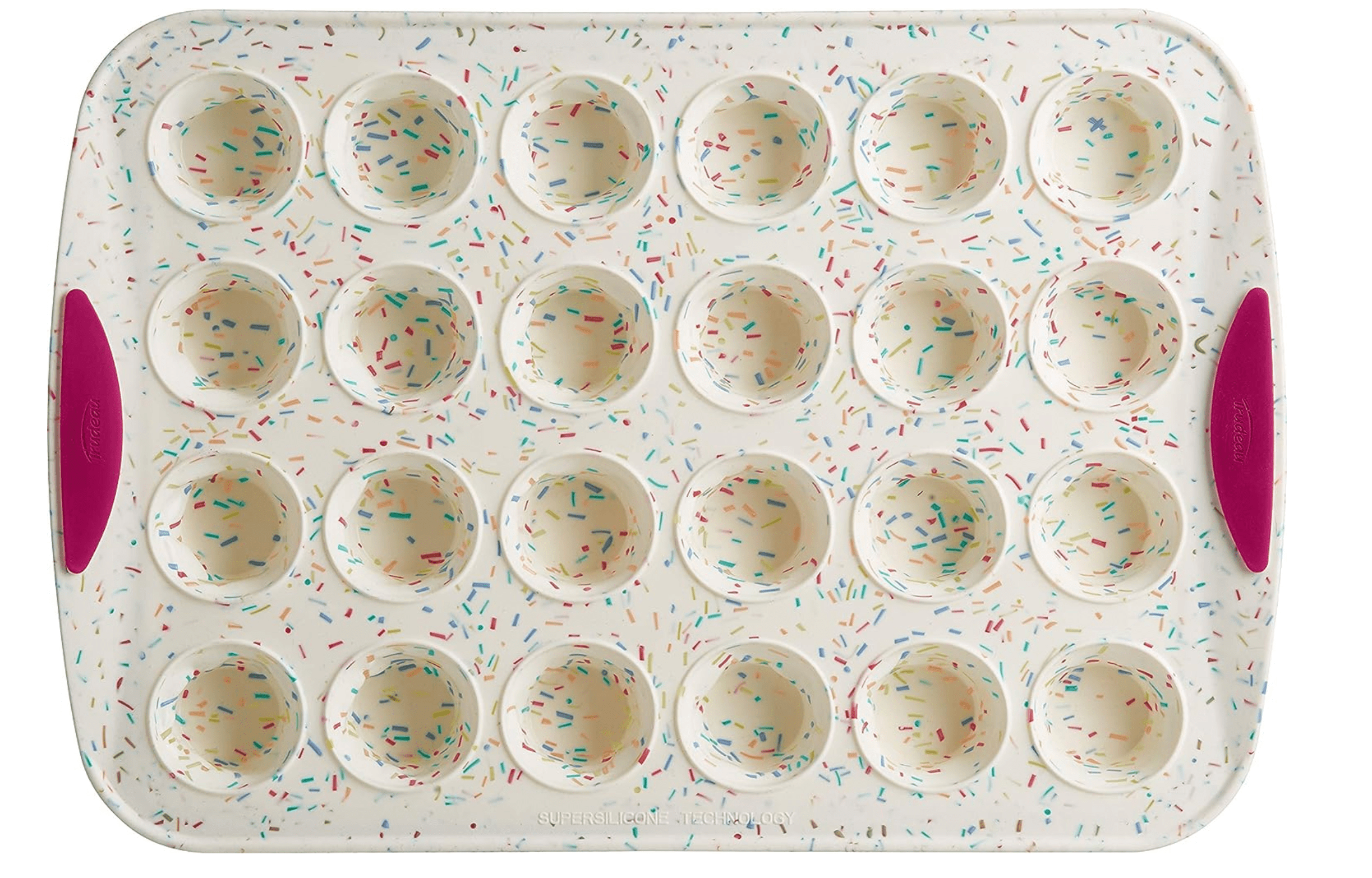 24-Count Silicone Mini Muffin Pan with Confetti Design - Perfect for Baking Cupcakes, Muffins, and Party Treats