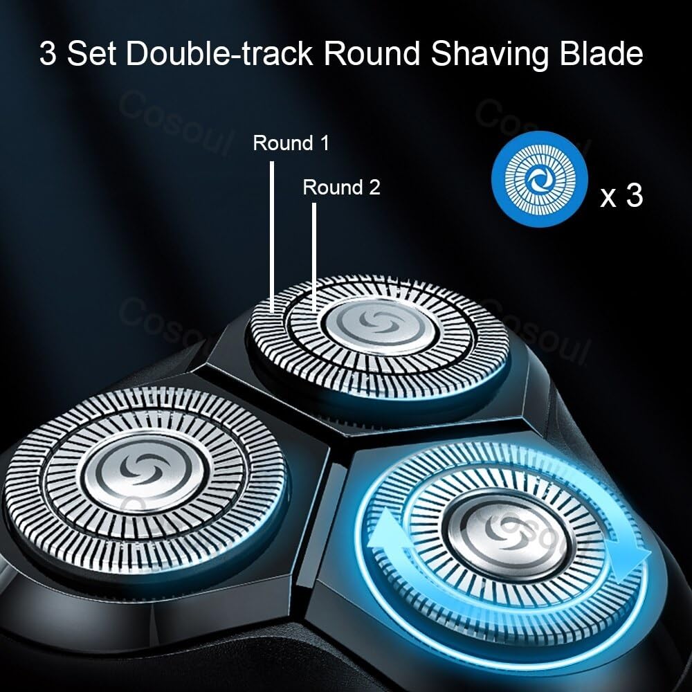 Men's Electric Head & Beard Shaver - Powerful Rechargeable Waterproof Shaving Machine with Bonus Replacement Head | Perfect for Travel, Gym & Daily Grooming
