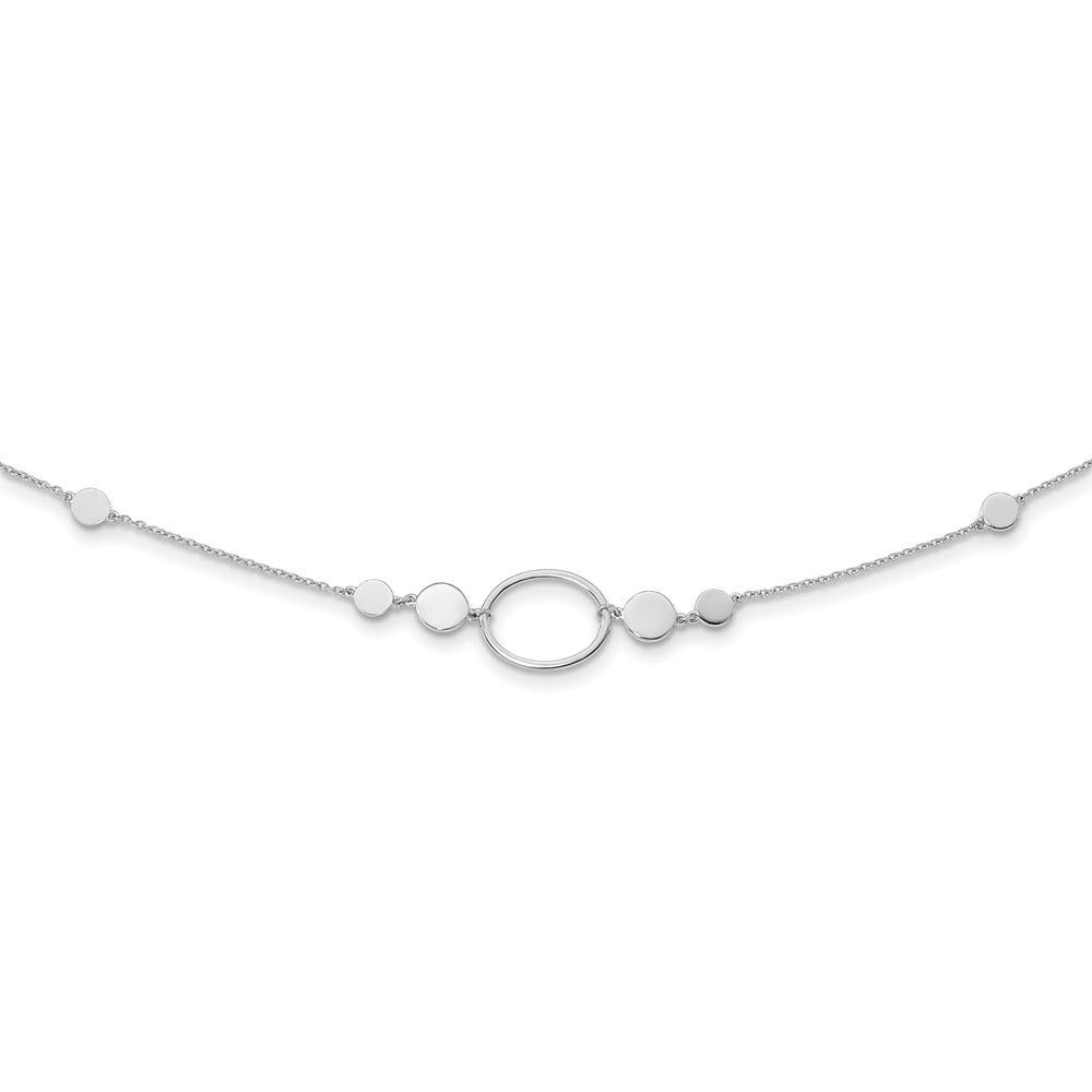 925 Sterling Silver Rhodium Plated Oval and Disc Pendant Necklace - 36 Inch Dainty Chain Jewelry for Women | Perfect for Gifts, Date Night & Special Occasions