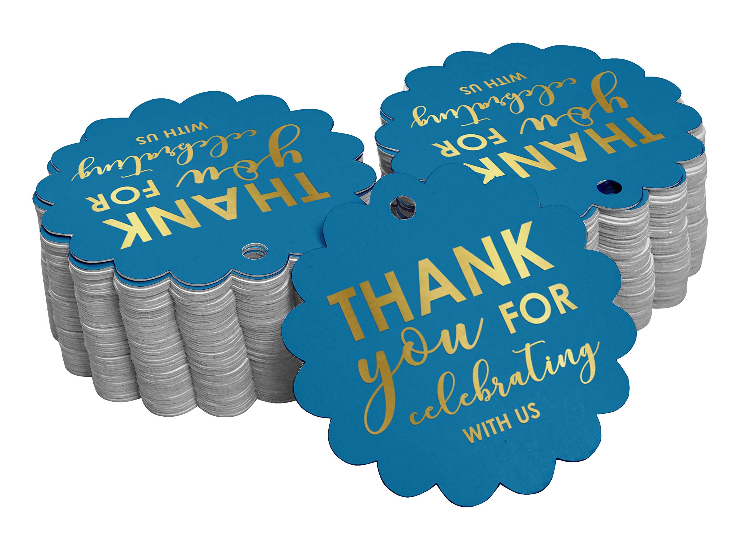 100 Pack Thank You Gift Tags for Bridal Shower, Baby Shower, Wedding, Birthday & Retirement - Gold Foil Hanging Favor Tags | Perfect for Party Decorations, DIY Crafts & Event Favors