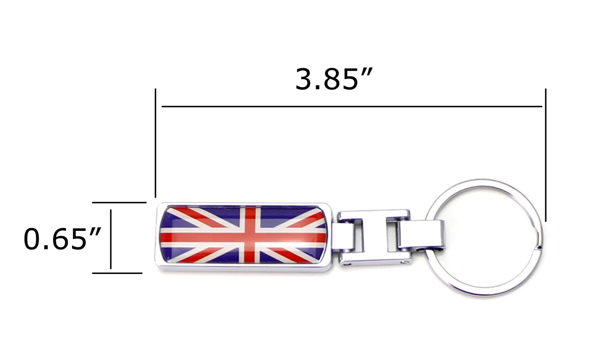 British Flag Keychain - Union Jack Blue & Red Stripe Chrome Badge Key Ring - Perfect for UK Travel, Gifts & Car Keys Accessories
