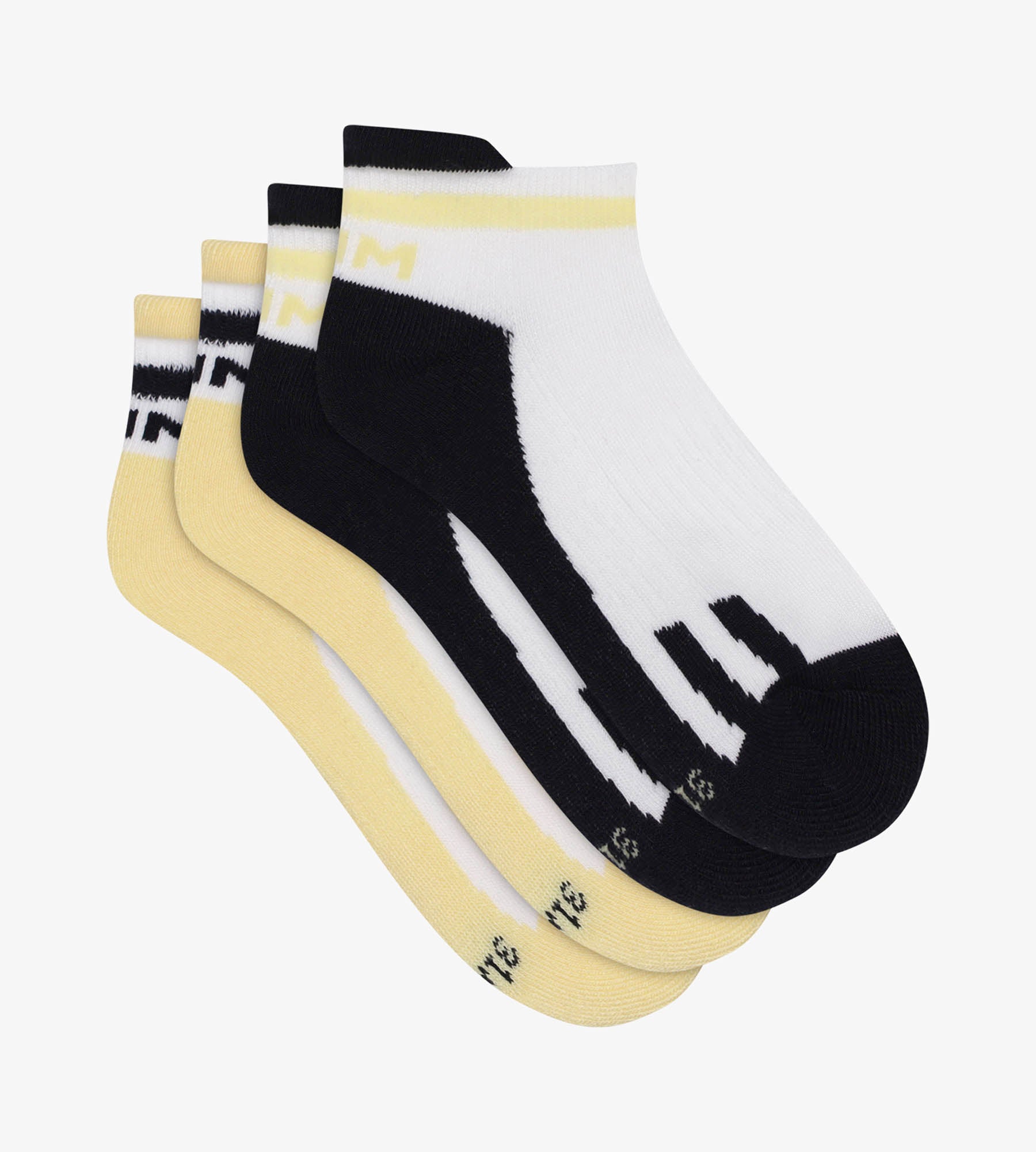 Unisex Retro Navy Yellow Socks - 2 Pairs Pack | Vintage Athletic Style for Men & Women | Perfect for Running, Gym & Casual Wear