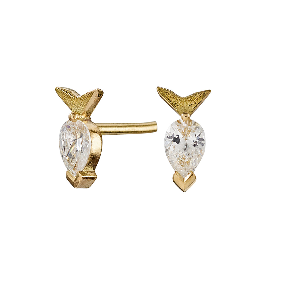 Exquisite Pear Cut Diamond Stud Earrings for Women - 14K Goldfish Design Elegant Jewelry Gift for Anniversary, Wedding & Special Occasions