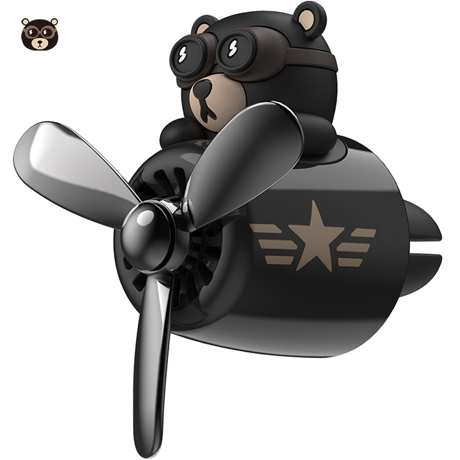 Pilot Bear Car Air Freshener - Cute Rotating Propeller Diffuser, Cartoon Automotive Air Vent Perfume Decor - Perfect for Cars, Trucks & Office Spaces