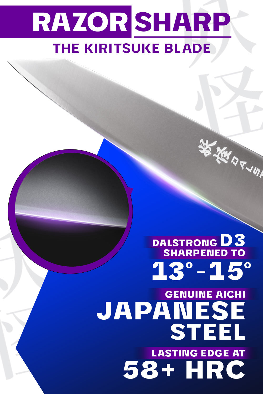 Premium Kiritsuke Chef Knife 9.5 Inch - Phantom Series High Carbon Steel Japanese Kitchen Knife - Dalstrong Professional Slicing & Dicing Knife for Sushi, Vegetables & Meat Preparation