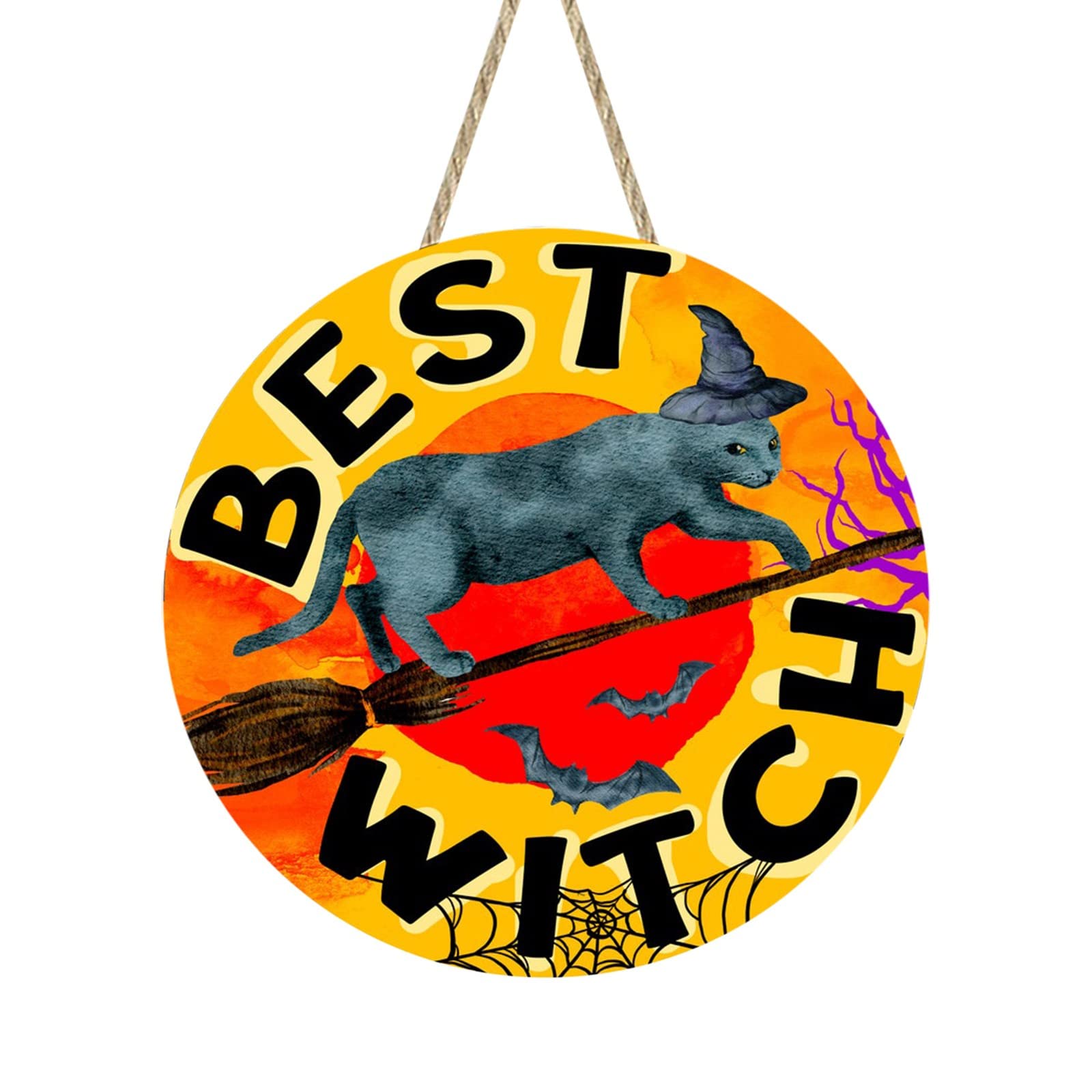 Happy Halloween Wooden Door Hanging Sign - Spooky Home Decor for Halloween Party, Trick or Treat & Birthday Celebrations - Perfect for Indoor/Outdoor Decorations